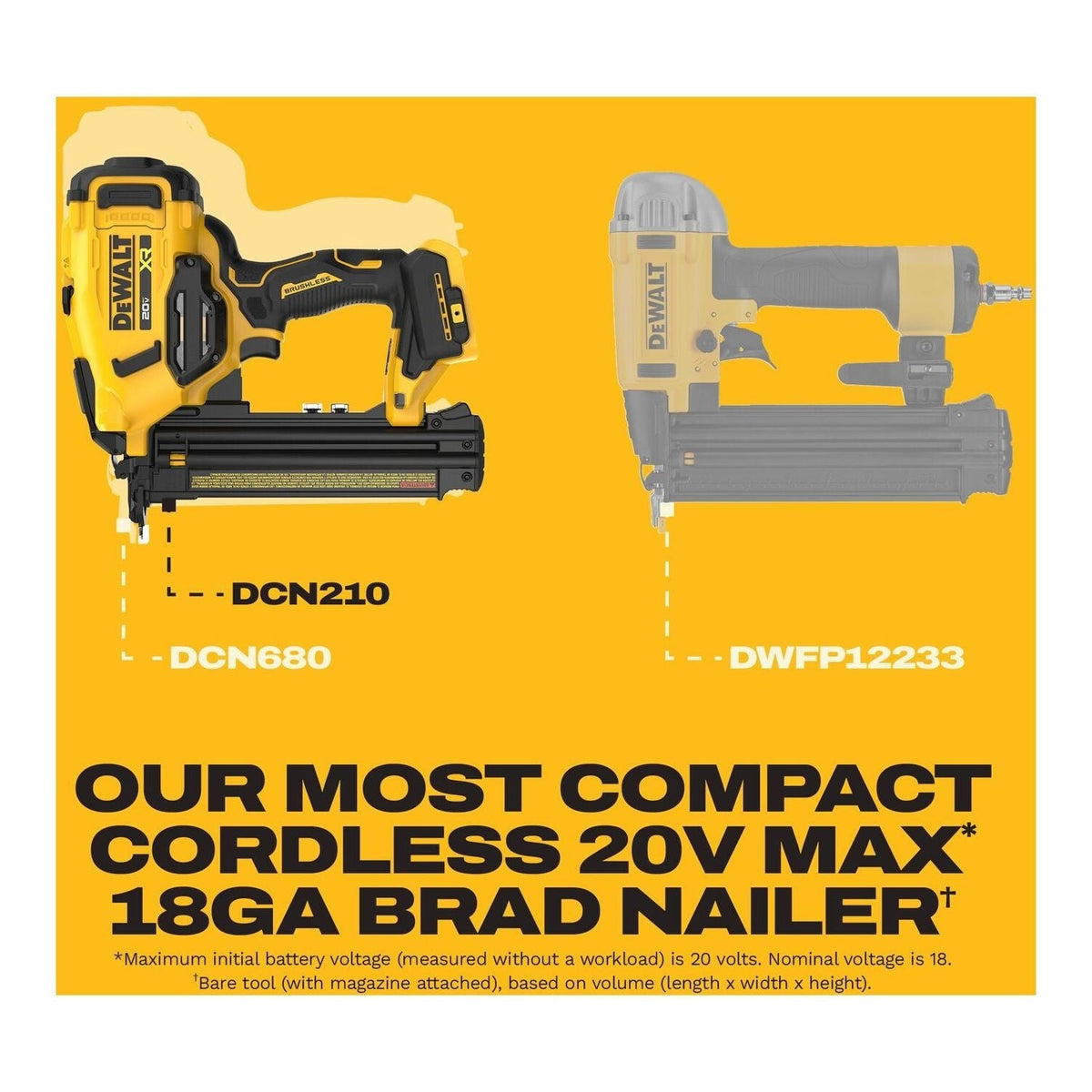 DeWALT DCN210B 20V MAX XR 18Ga Brad Nailer w/ (1) 3.5Ah POWERSTACK Battery & Charger
