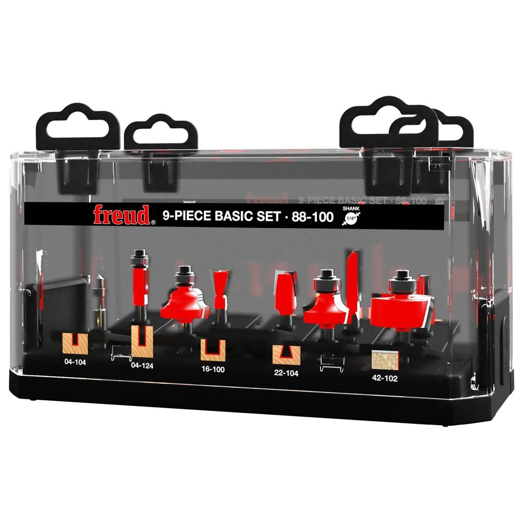 Freud 88-100 9 Piece Basic Router Bit Set (1/4-Inch Shank)