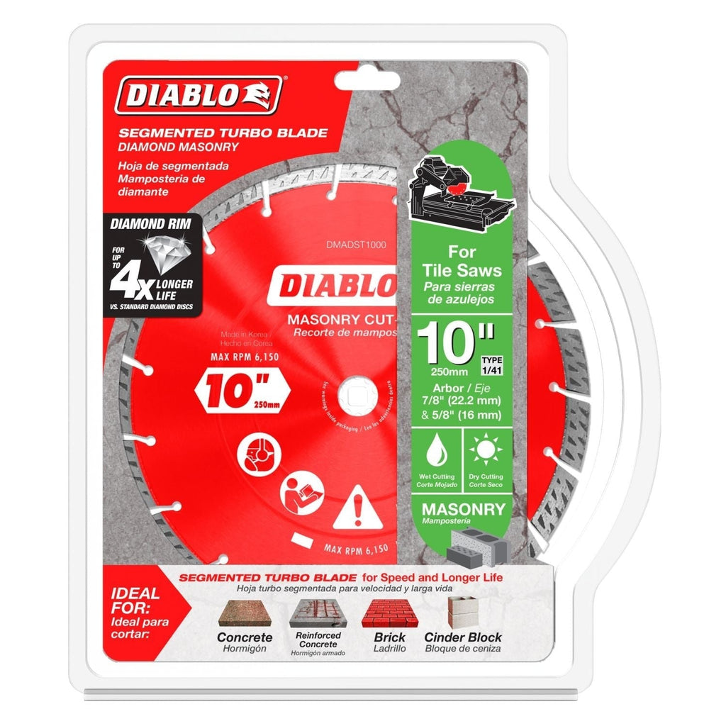 Diablo DMADST1000 10 in. Diamond Segmented Turbo Cut-Off Discs for Masonry
