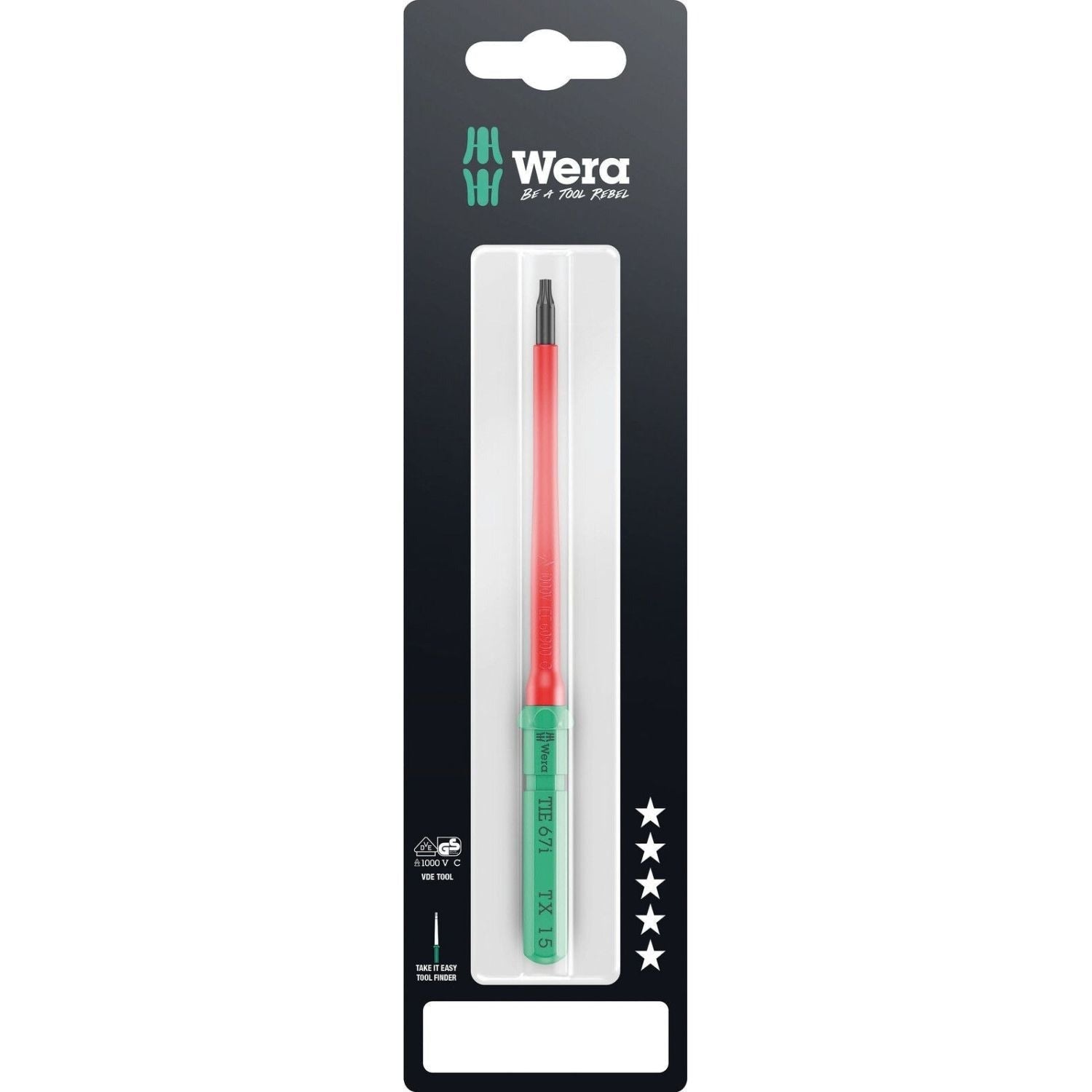 Wera Kraftform Kompakt VDE 67 I Torx Take It Easy SB, Torx 15x157-mm.