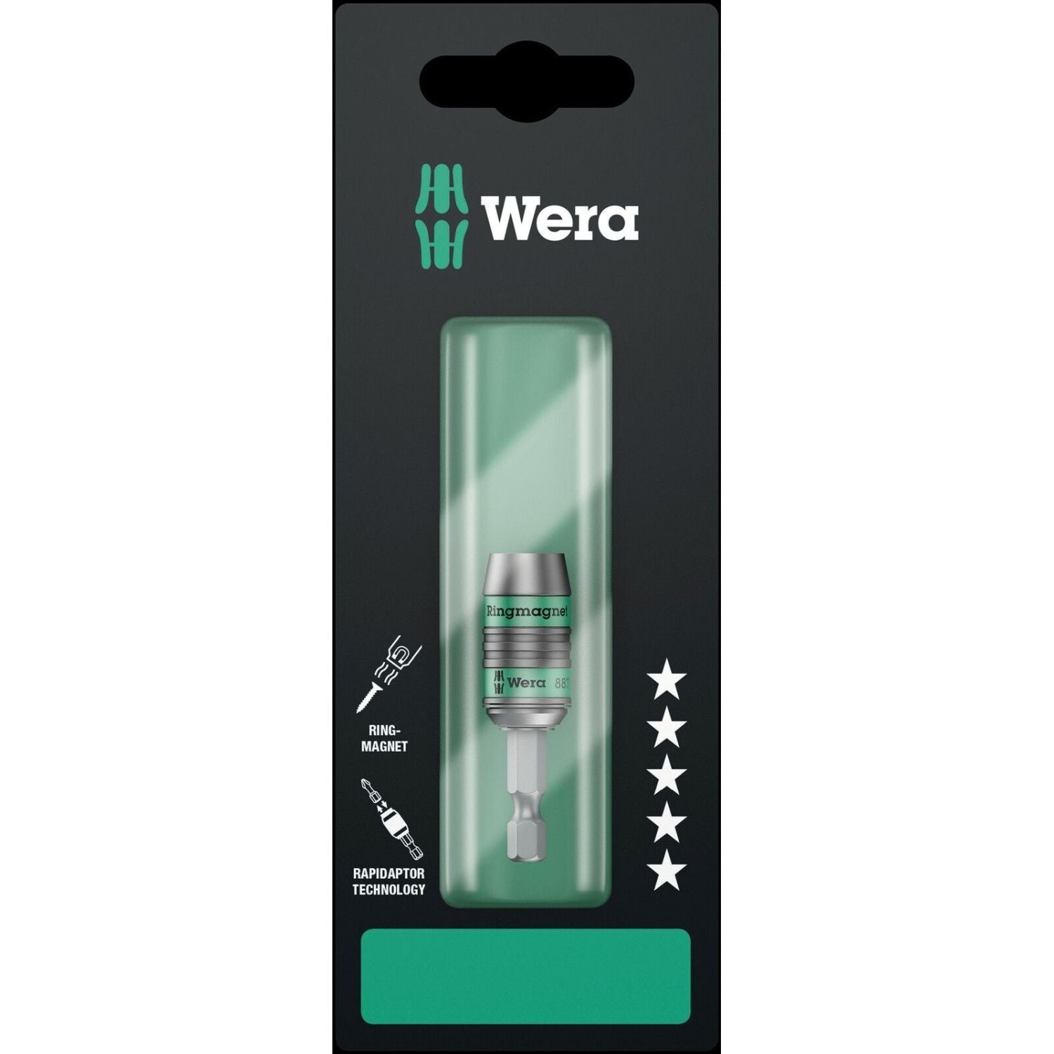 Wera 887/4 Rr SB Rapidaptor Universal Bit Holder With Ring Magnet, 1/4-in.x57-mm.