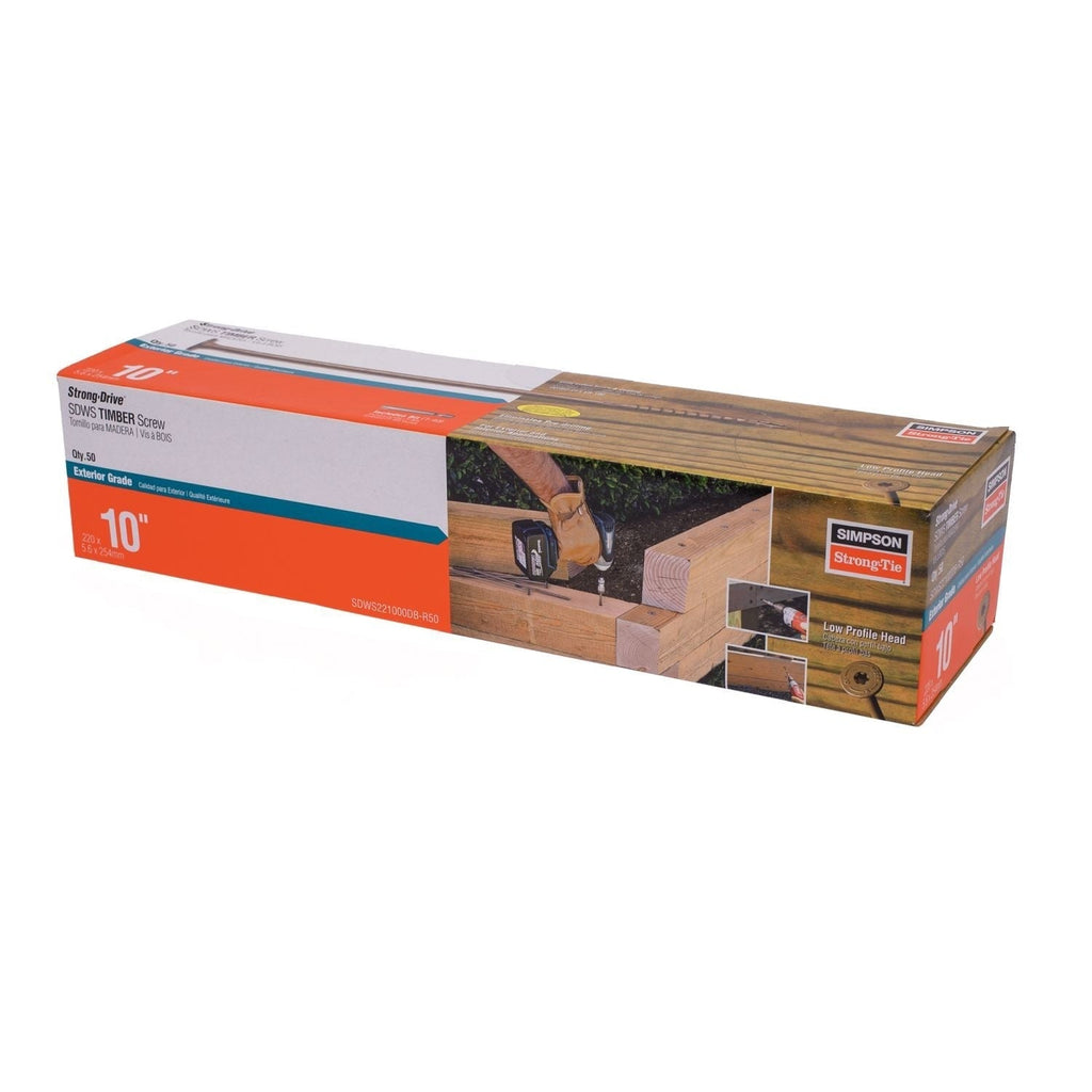Simpson Strong-Tie Strong-Drive SDWS Timber Exterior Grade Screw, 0.220-in. x 10-in. T40, Tan, 50-Pack (SDWS221000DB-R50)