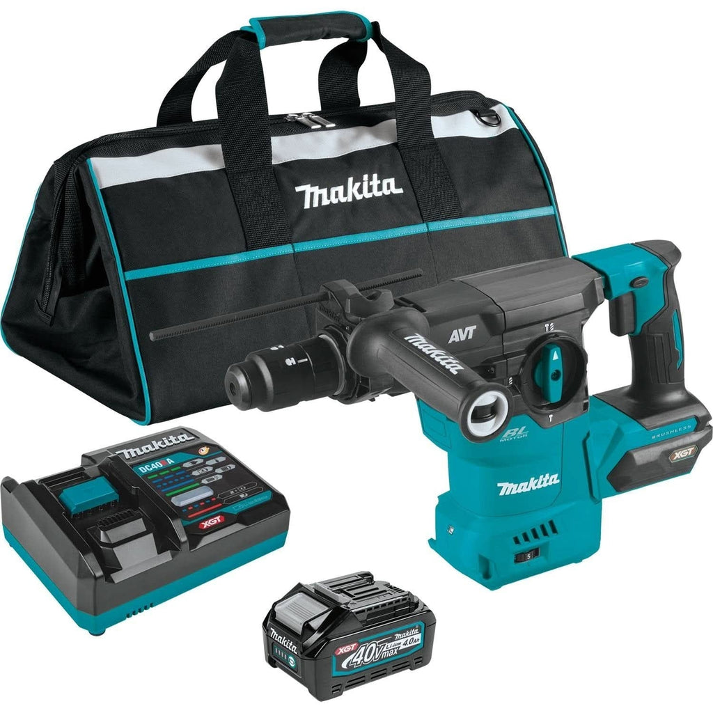 Makita GRH09M1 40V max XGT Brushless Cordless 1-3/16" SDS-PLUS AVT Rotary Hammer Kit, with Interchangeable Chuck, AWS Capable (4.0Ah)