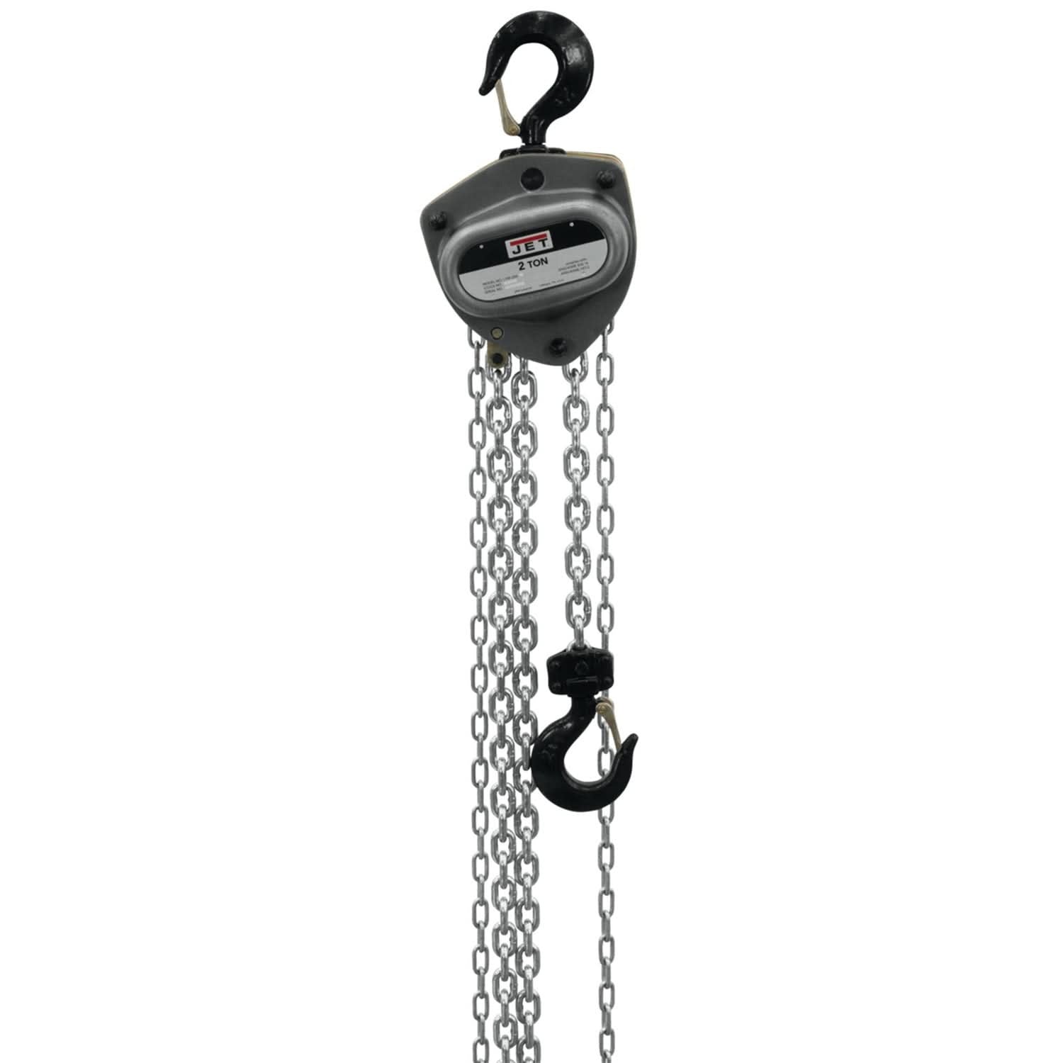 Jet 206121 L-100-200WO-20 2 Ton Hand Chain Hoist With 20-Foot Lift & Overload Protection