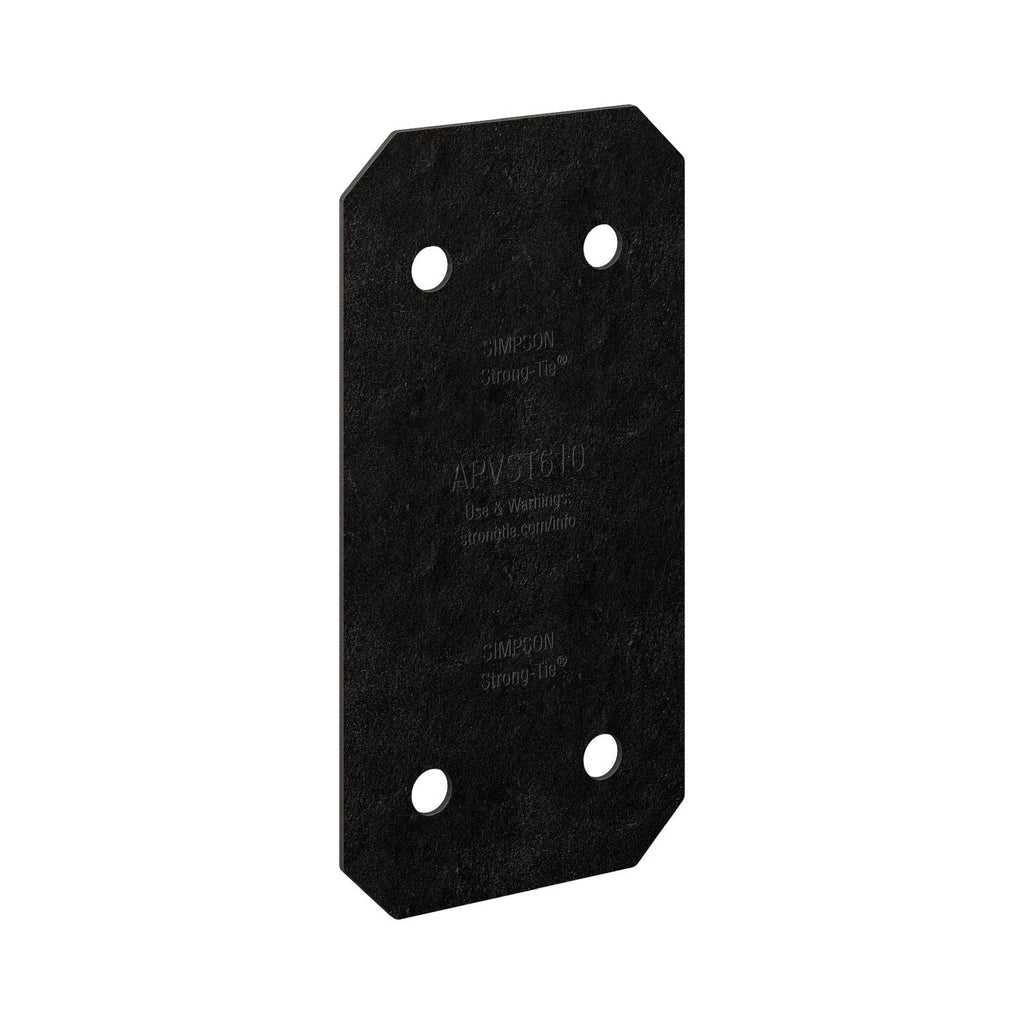 Simpson Strong-Tie APVST610 Outdoor Accents Avant Collection 5-in. x 9-3/4-in. ZMAX, Black Powder-Coated Strap for 6x