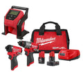 Milwaukee 3497-22 M12 FUEL 1/2-in. Drill Driver and 1/4-in. Hex Impact Driver with Compact Tire Inflator 2.0Ah / 4.0Ah Combo Kit