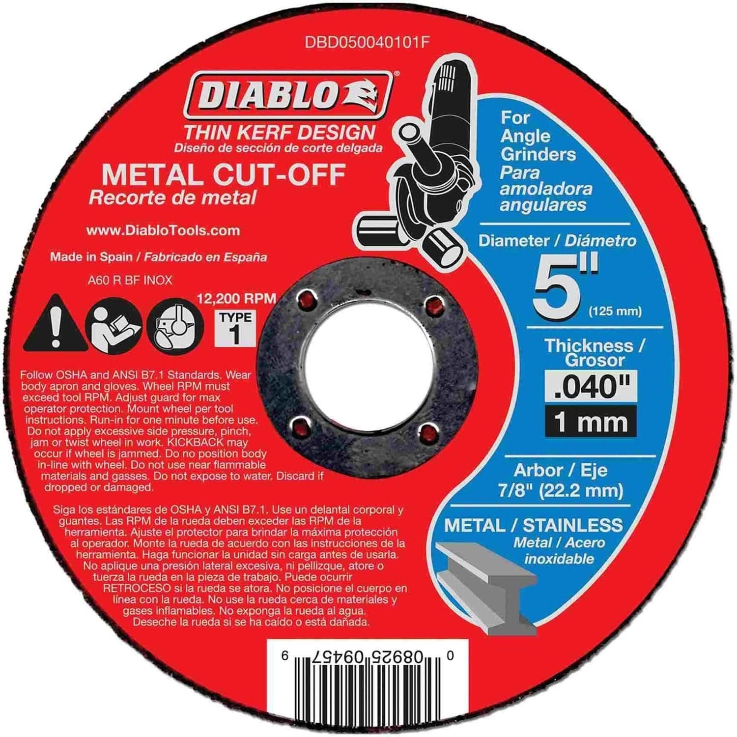 Diablo DBD050040101F 5 Inch Metal Cut Off Disc - Thin Kerf