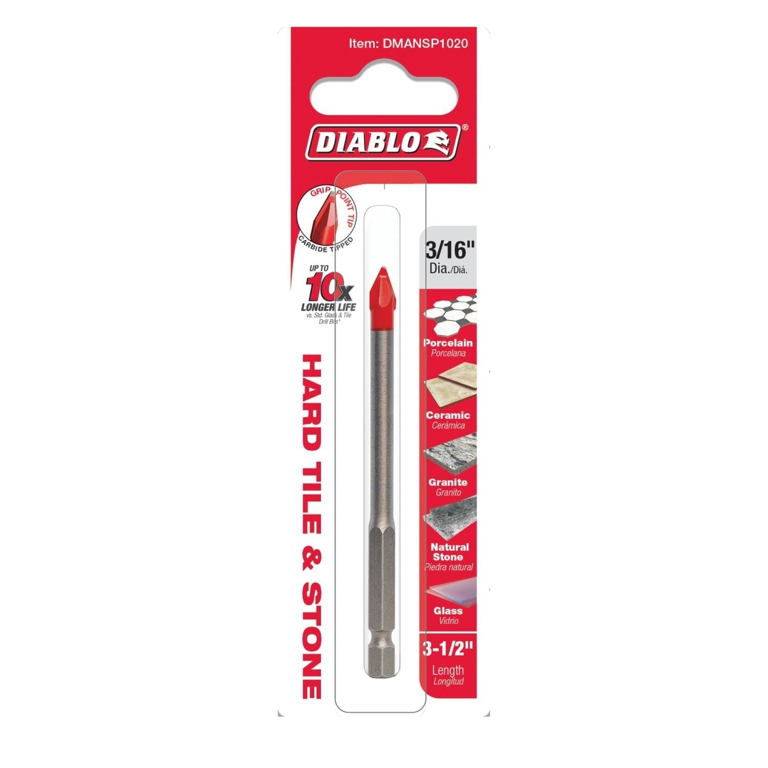 Diablo DMANSP1020 Diablo 3/16-in. Hard Tile & Stone Carbide Tipped Drill Bit