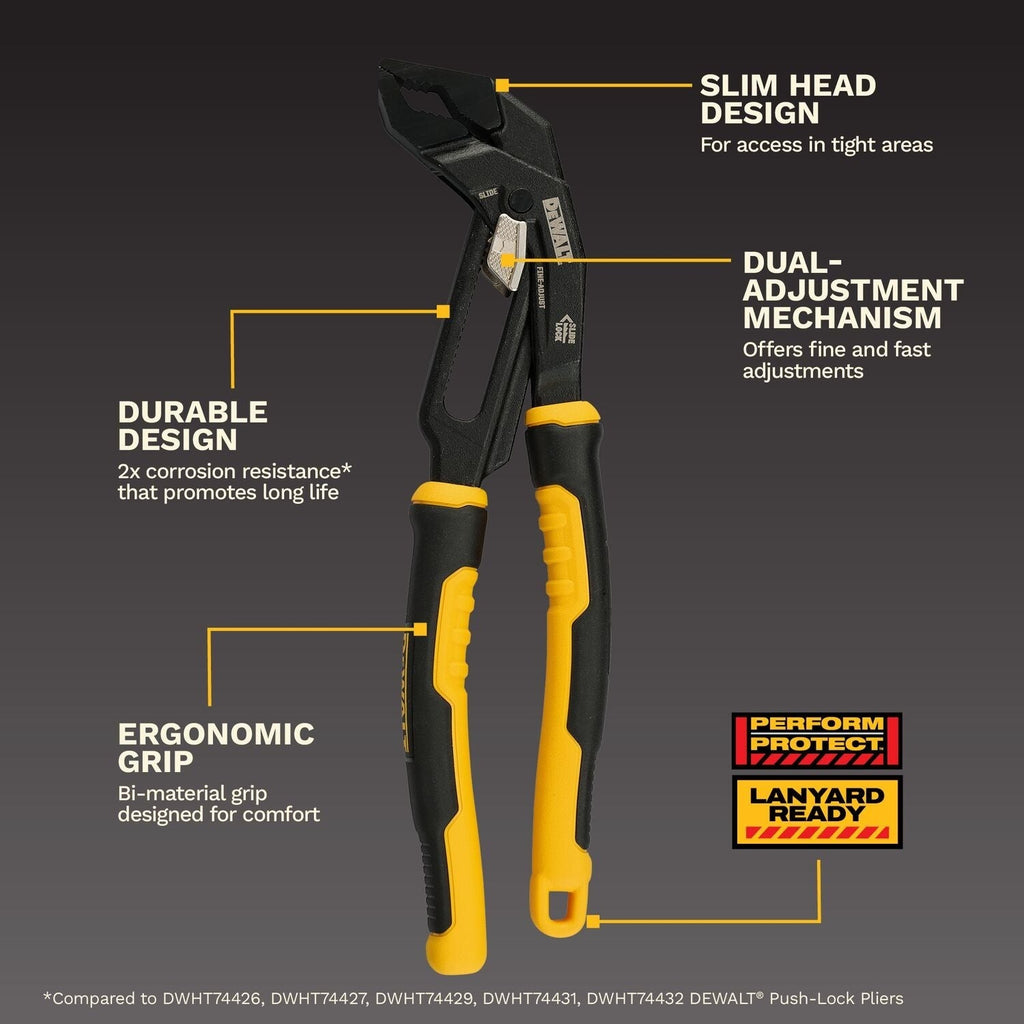 DeWALT DWHT82821 10-in. Slidelock V-Jaw Pliers
