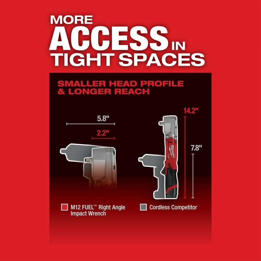 Milwaukee 2564-22 M12 FUEL 3/8-Inch Right Angle Impact Wrench 2.0Ah Kit