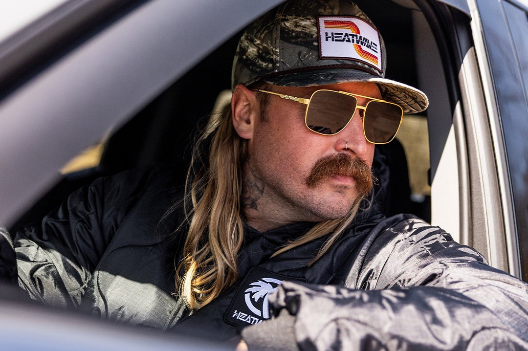 Heat Wave Nimitz Gold Frame Black Lens Sunglasses