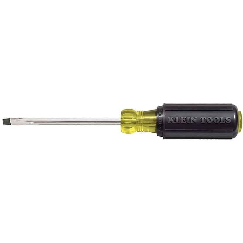 Klein 605-4 1/4" Cabinet-Tip Screwdriver 4" Heavy-Duty Round-Shank