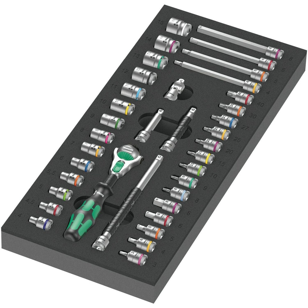Wera 9720 Foam Insert 8000 A Zyklop 1/4-in. Ratchet Set 1, 37-Pieces