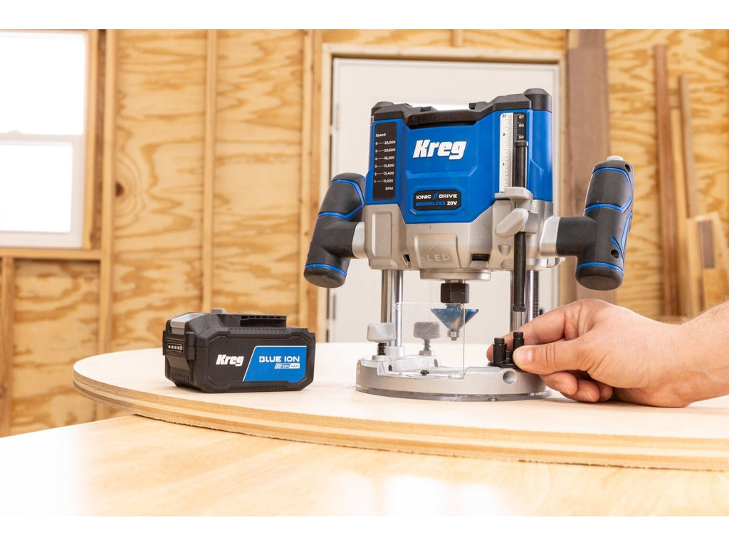 Kreg 20V Cordless Ionic Drive 2 -1/4 Horsepower Plunge Router, Tool Only (KPTPR225B)