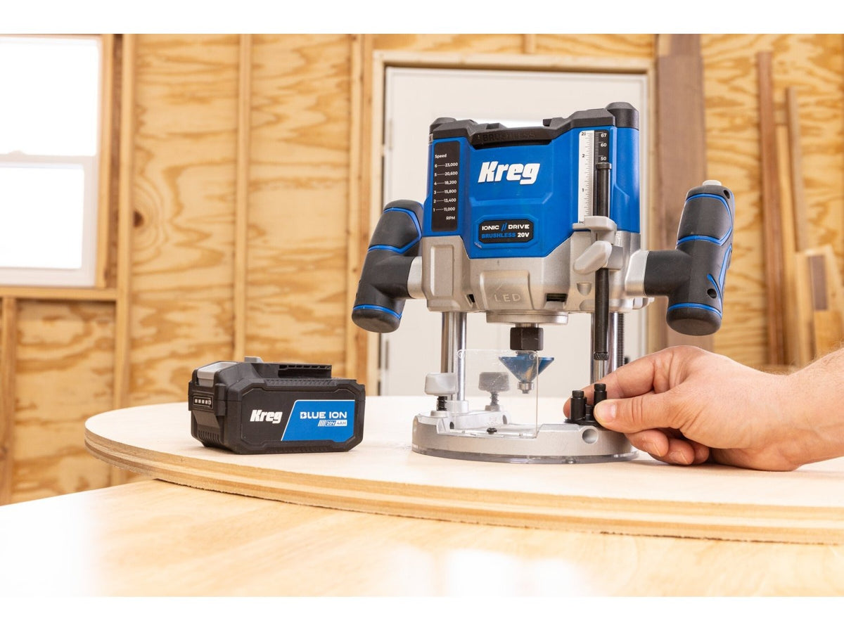 Kreg 20V Cordless Ionic Drive 2 -1/4 Horsepower Plunge Router, Tool Only (KPTPR225B)