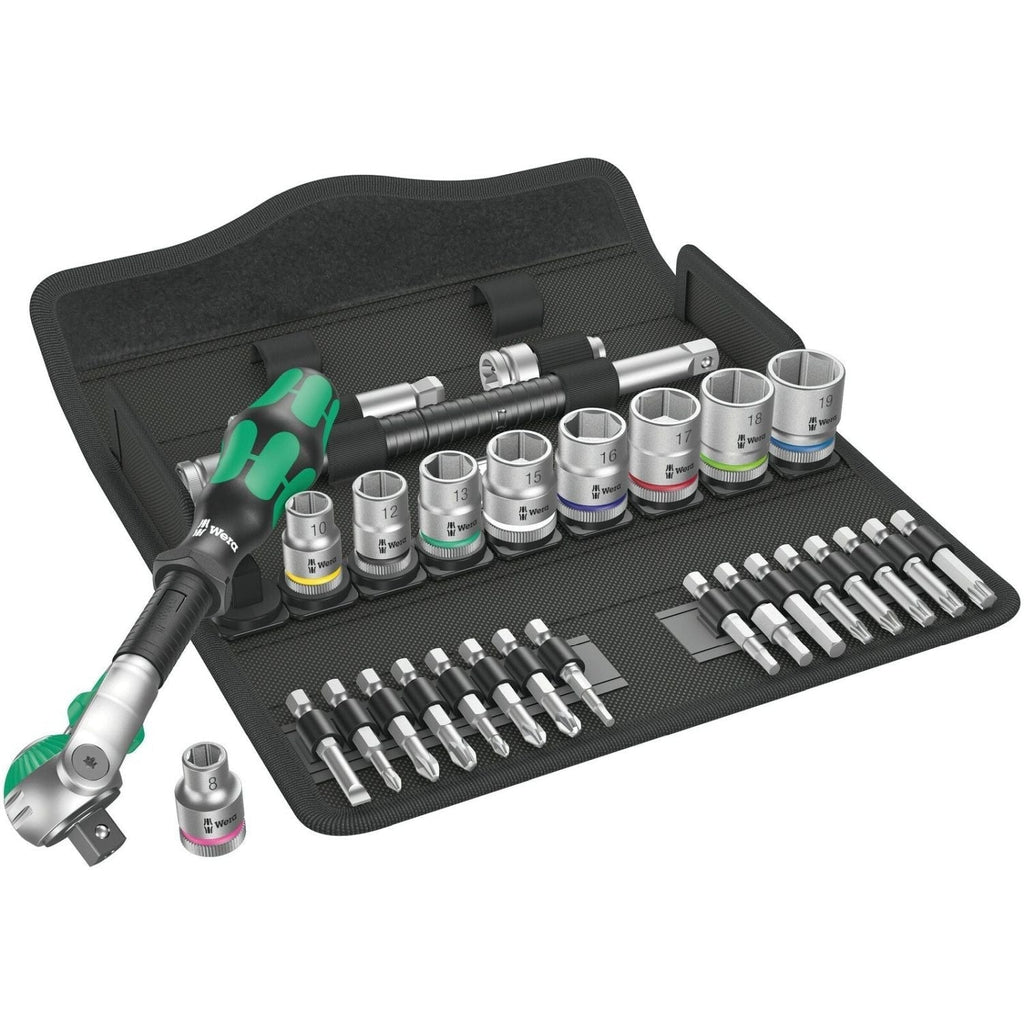 Wera 8100 SB 6 Zyklop Speed Ratchet Set, 3/8-in. Drive, Metric, 29-Pieces