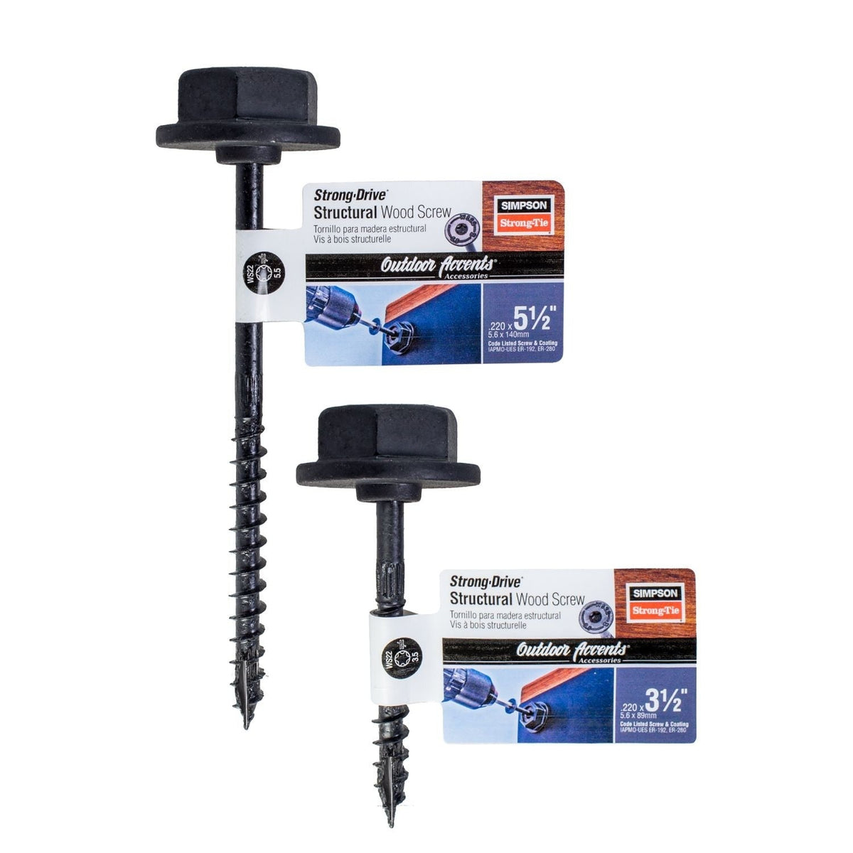 Simpson Strong-Tie SDWS22312DBB-RN1 Outdoor Accents Structural Wood Screw, .220-in. x 3-1/2-in. DB Coating, Black withWasher