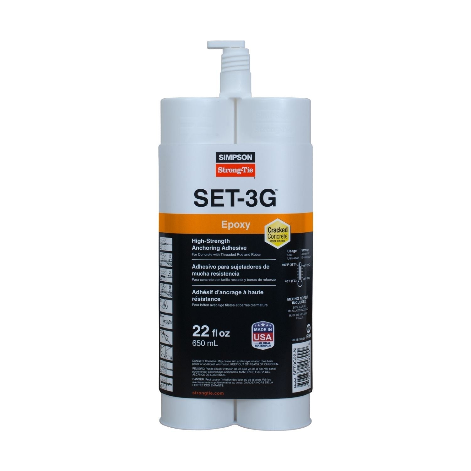Simpson Strong-Tie 22-oz. High-Strength Epoxy Adhesive w/ Nozzle and Extension (SET3G22-N)