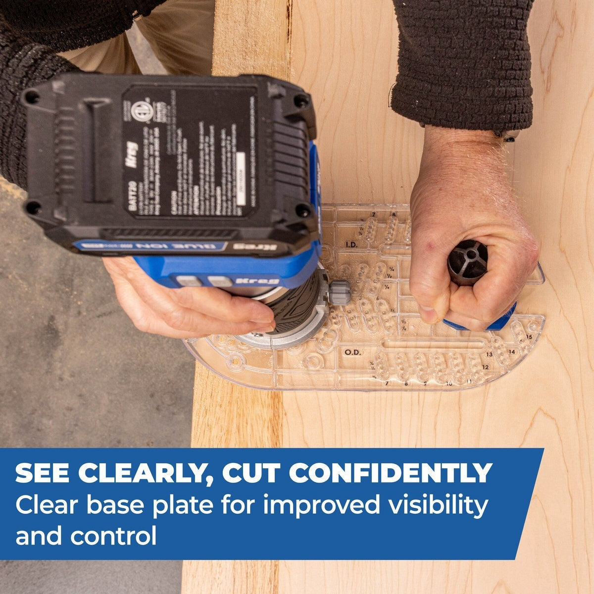 Kreg Tool Trim Router Base Plate with Handle for Circle Cutting, Fits Most Trim Routers (KRTBP100)