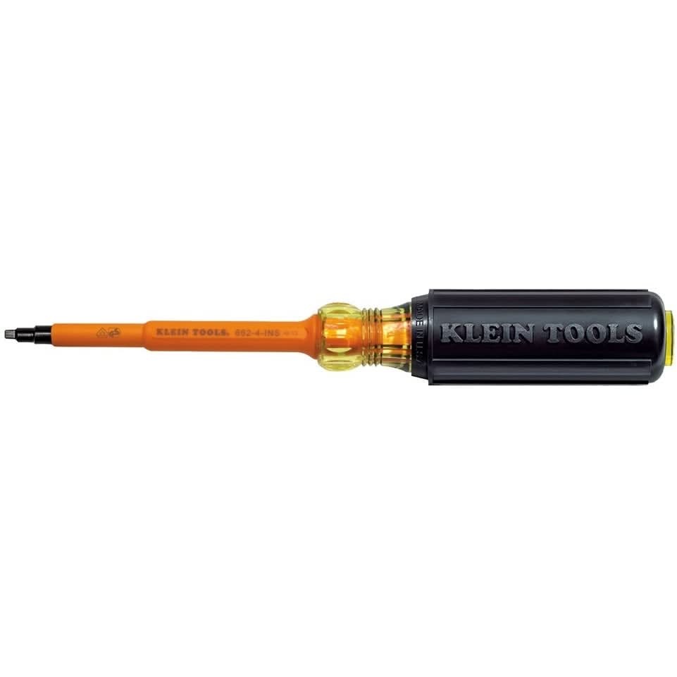 Klein 662-4-INS Insulated #2 Square-Recess Screwdriver - 4" Shank