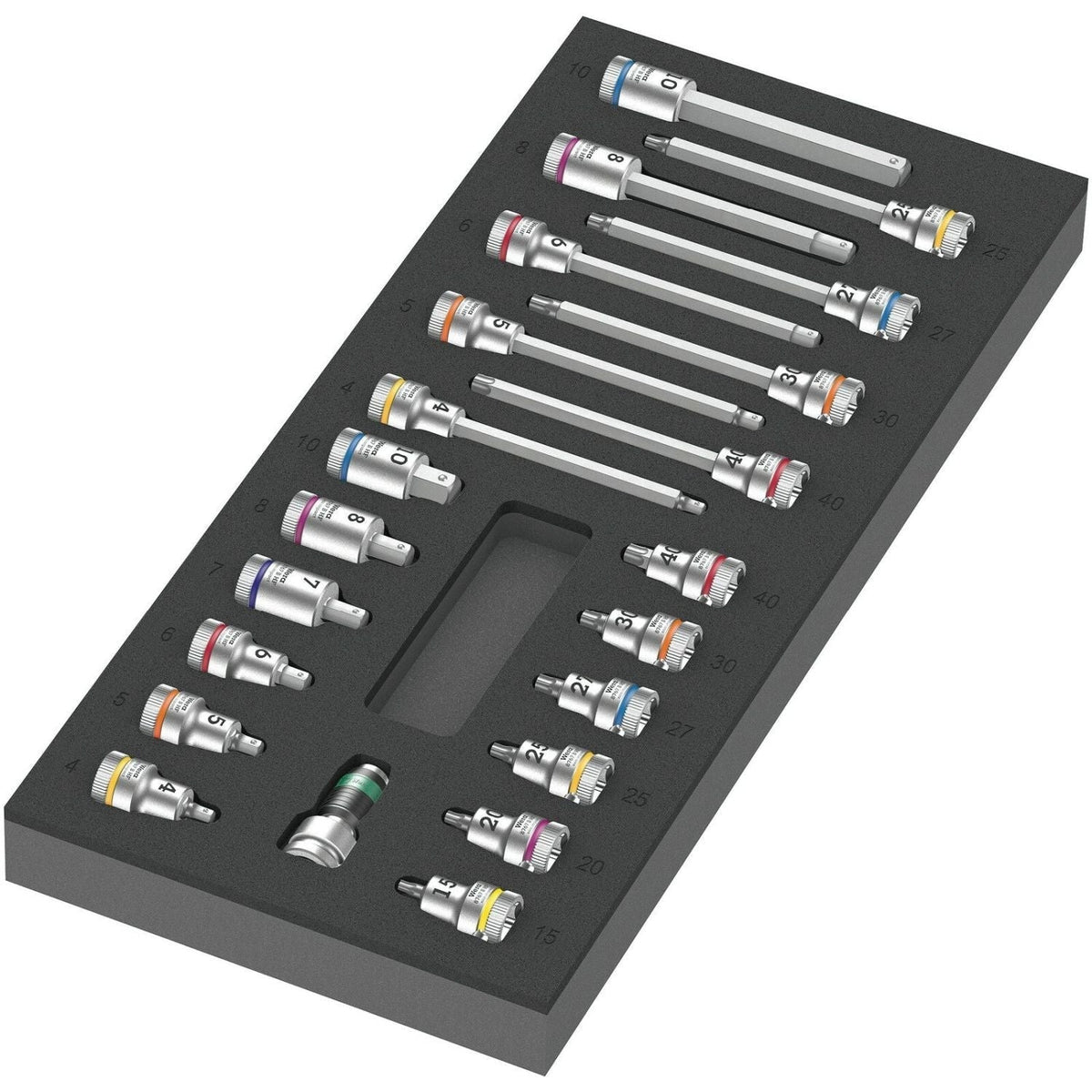Wera 9723 Foam Insert Zyklop B 3/8-in. Bit Socket Set 1, 22-Pieces
