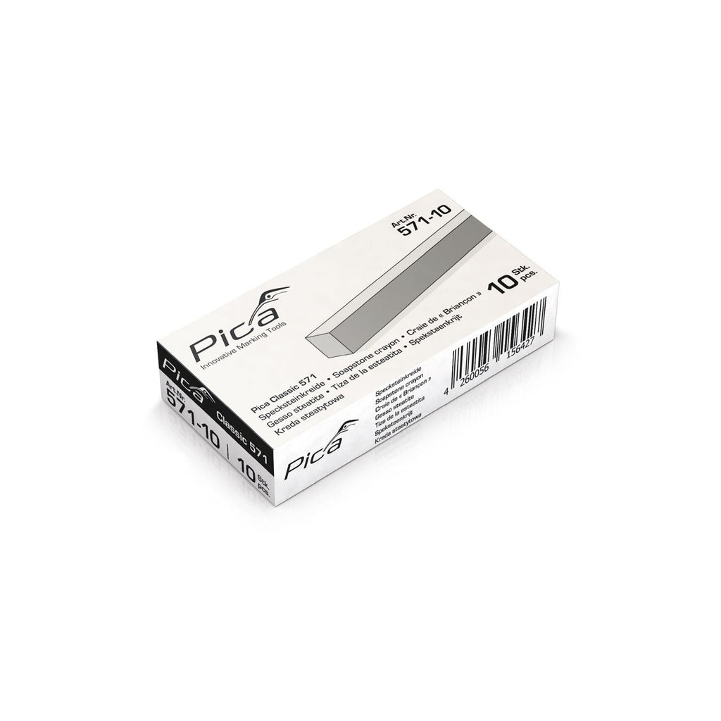 Pica 571-10 White Soapstone Chalk, 10-Pack