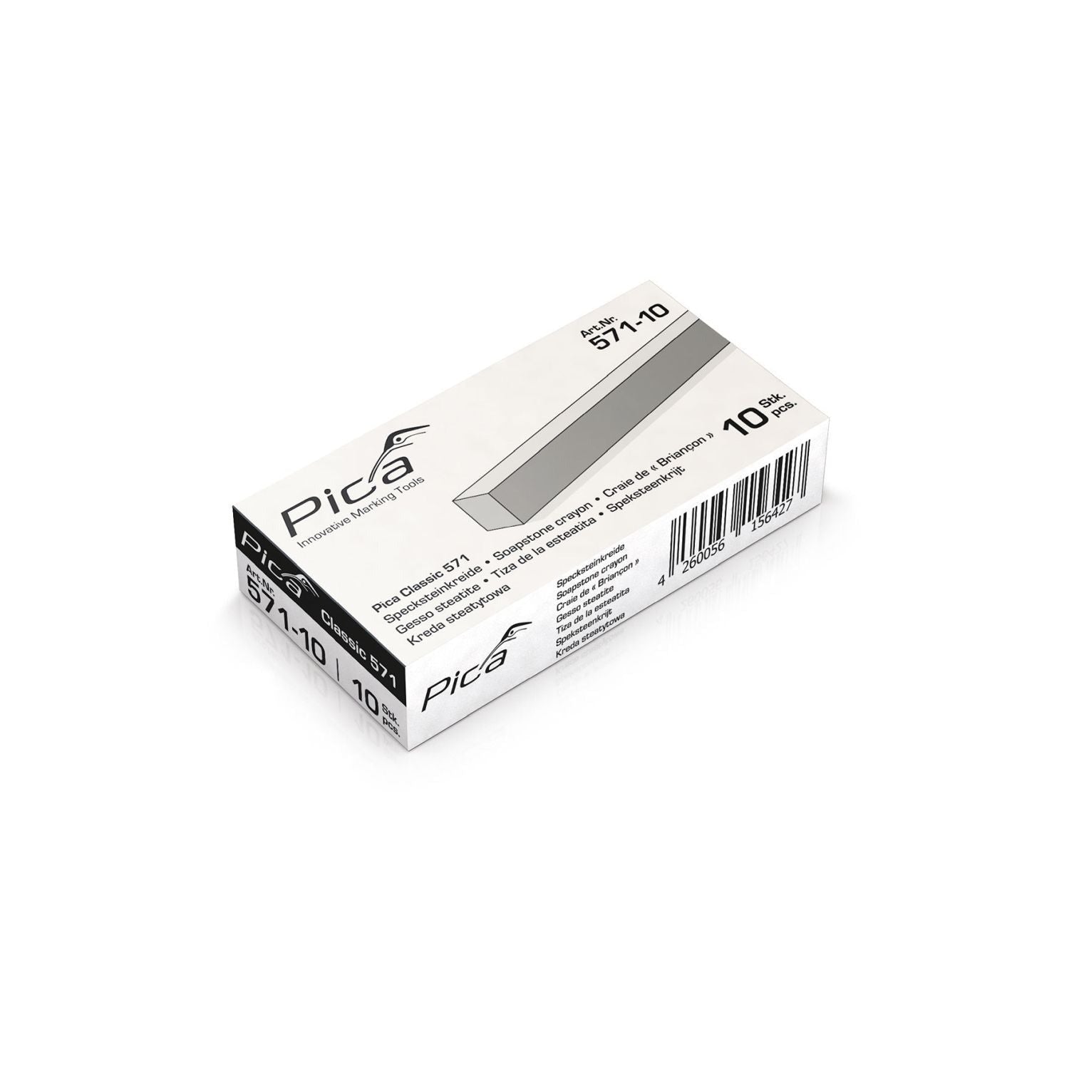Pica 571-10 White Soapstone Chalk, 10-Pack
