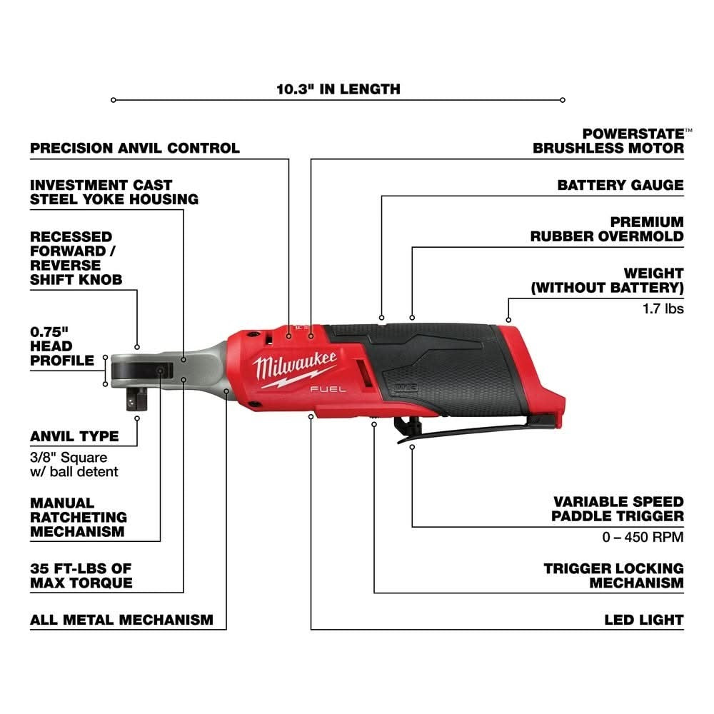 Milwaukee 2567-20 M12 FUEL 3/8-Inch High Speed Ratchet