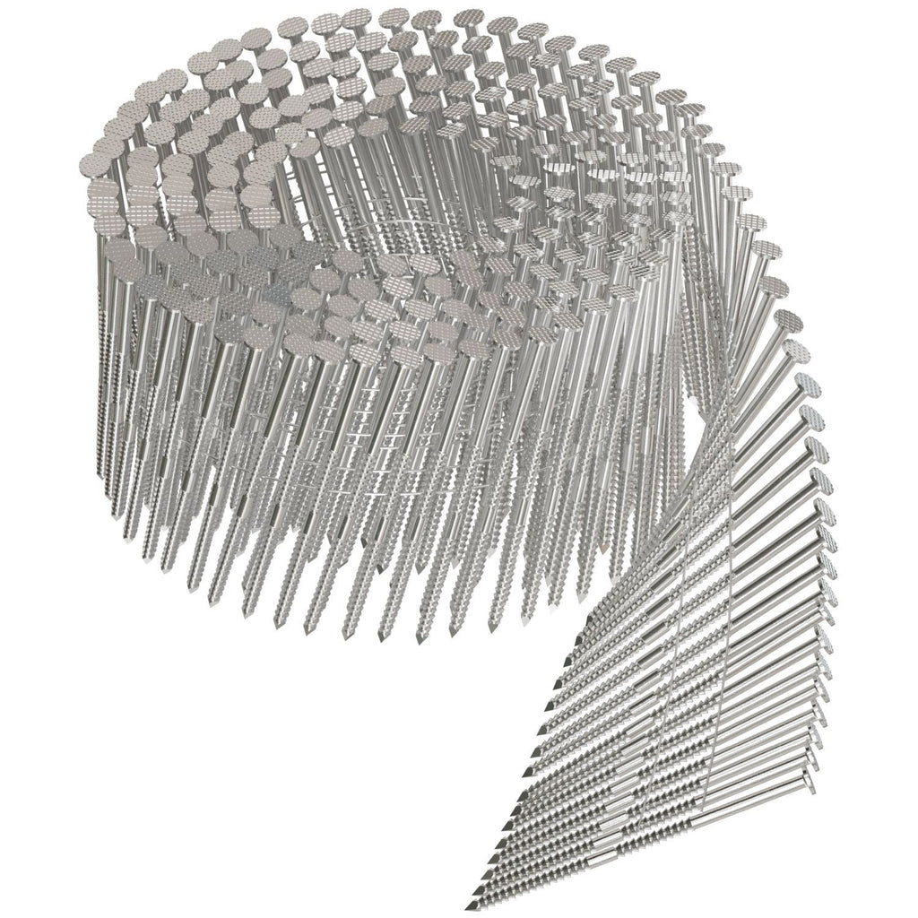 Simpson Strong-Tie S13A250SNBP 15° Wire Coil, Full Round Head, Ring-Shank Siding Nail, 2-1/2-in. Type 304, 900-Pack