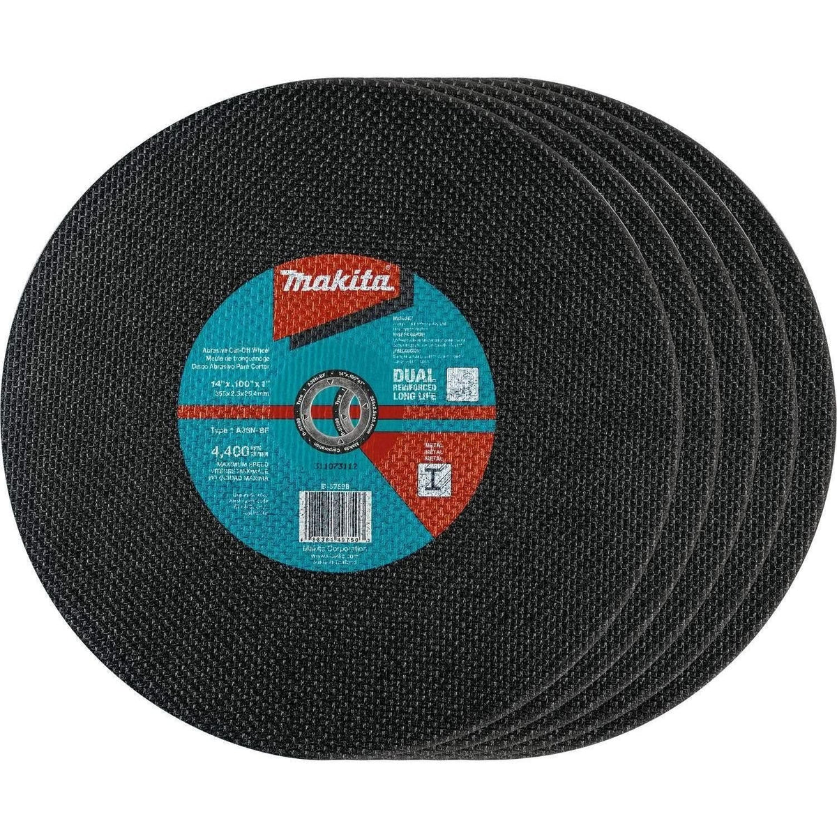Makita B-57598-5 14" x 3/32" x 1" Abrasive Cut-Off Wheel, 5/pk