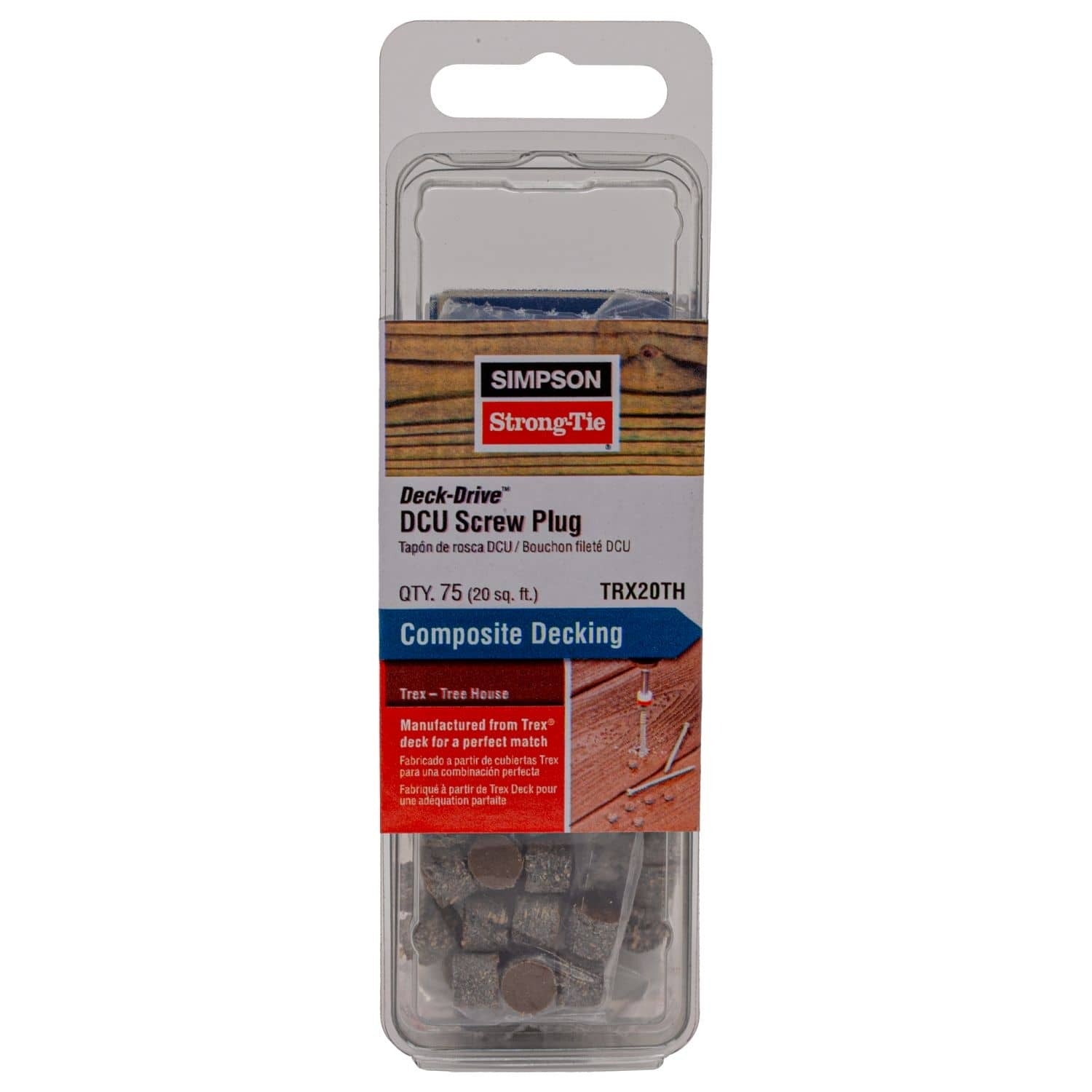 Simpson Strong-Tie TRX20TH Deck-Drive DCU Screw Plug, Trex Tree House, 75-Pack