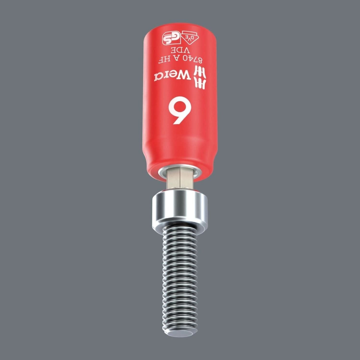 Wera 8740 A VDE Hf Zyklop Bit Socket, Insulated, With 1/4-in. Drive, With Holding Function For Hexagonal Socket Screws, 6x45-mm.