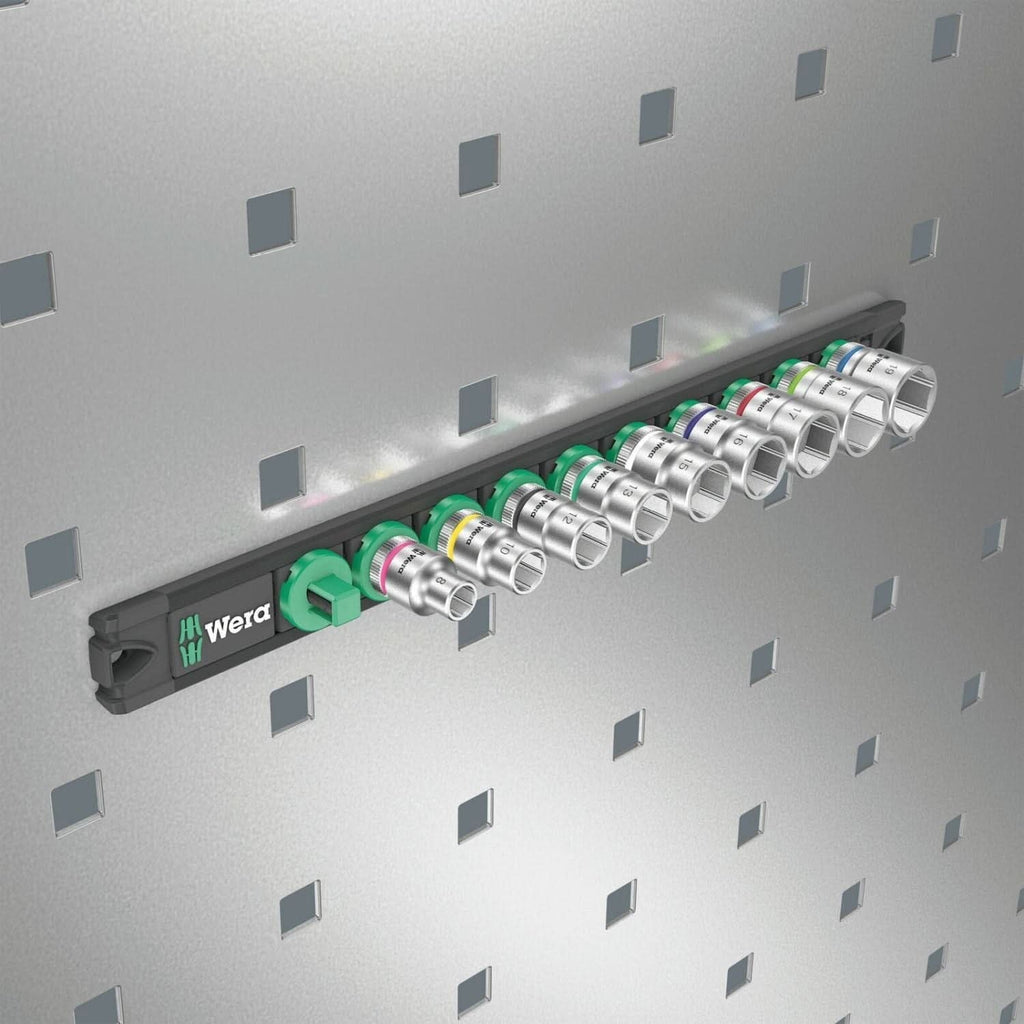 Wera Magnetic Socket Rail B 4 Zyklop Socket Set, 3/8-in. Drive, 9-Pieces