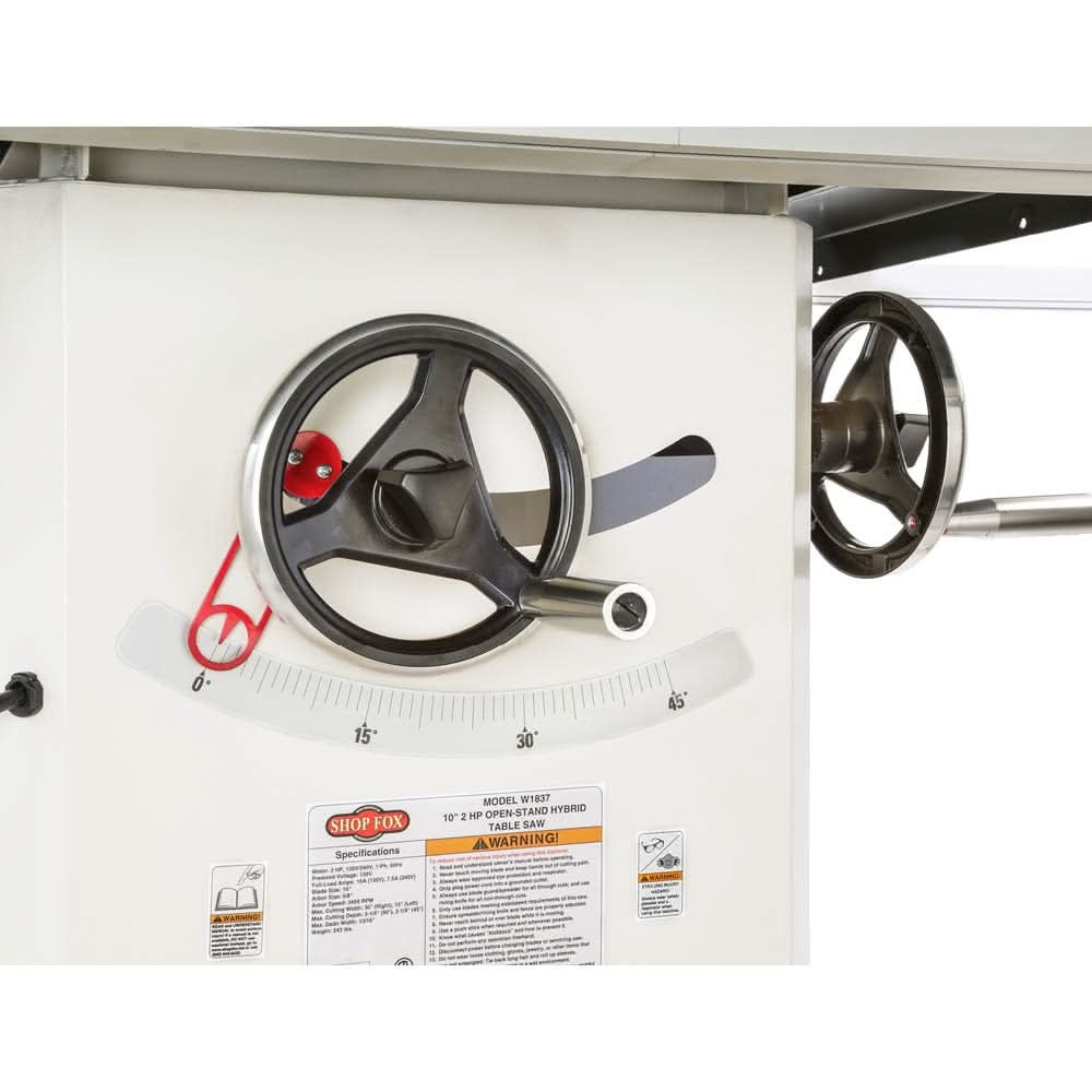 Shop Fox W1837 2 HP 10-Inch Hybrid Open Stand Table Saw