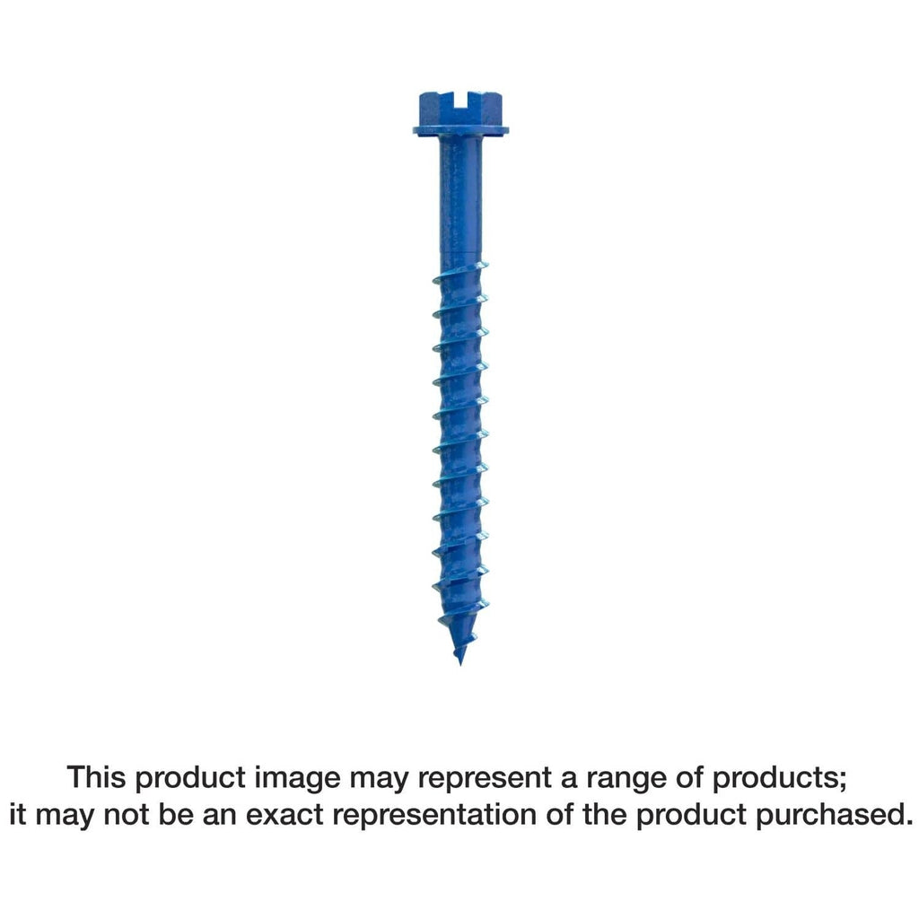 Simpson Strong-Tie TNT25214H Titen Turbo, 1/4-in. x 2-1/4-in. Hex-Head Concrete and Masonry Screw, Blue, 100-Pack