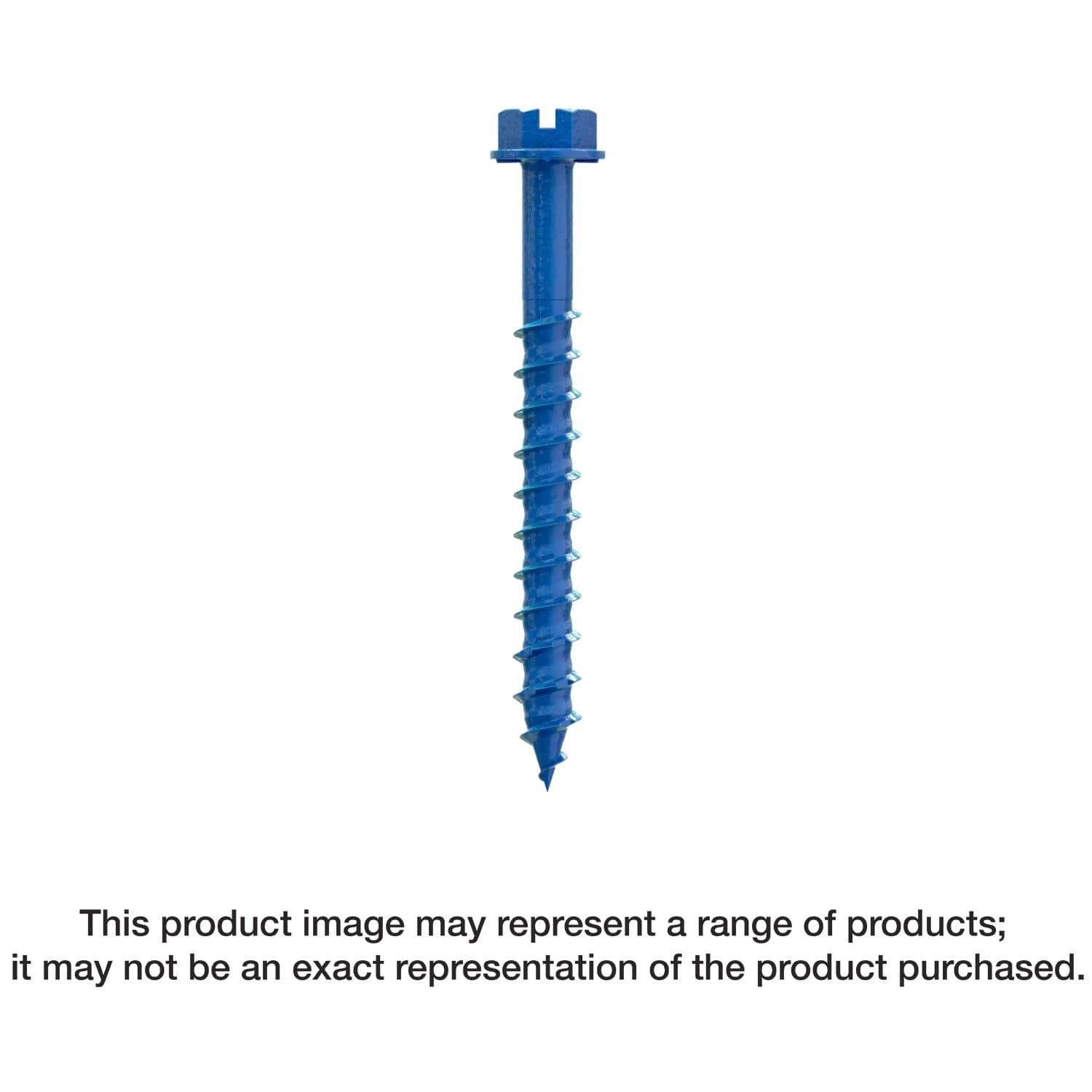 Simpson Strong-Tie TNT25214H Titen Turbo, 1/4-in. x 2-1/4-in. Hex-Head Concrete and Masonry Screw, Blue, 100-Pack
