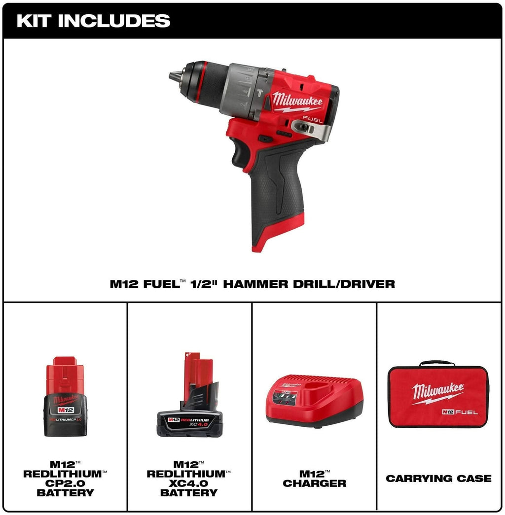 Milwaukee 3404-22 M12 FUEL 1/2-in. Hammer Drill/Driver Kit
