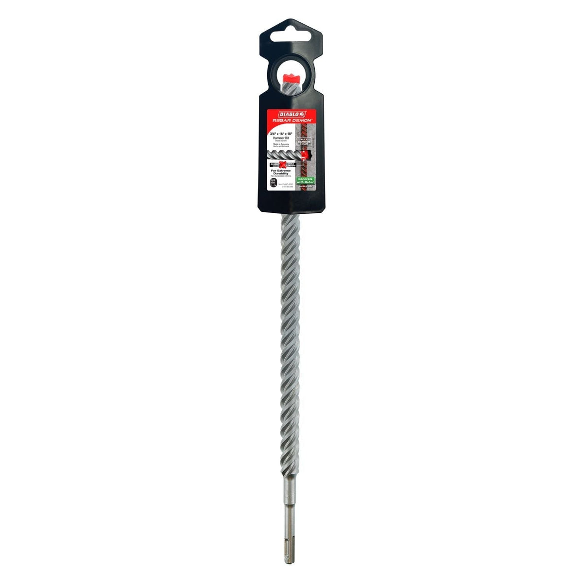 Diablo DMAPL4260 3/4-in. x 16-in. x 18-in. Rebar Demon SDS-Plus 4-Cutter Full Carbide Head Hammer Drill Bit