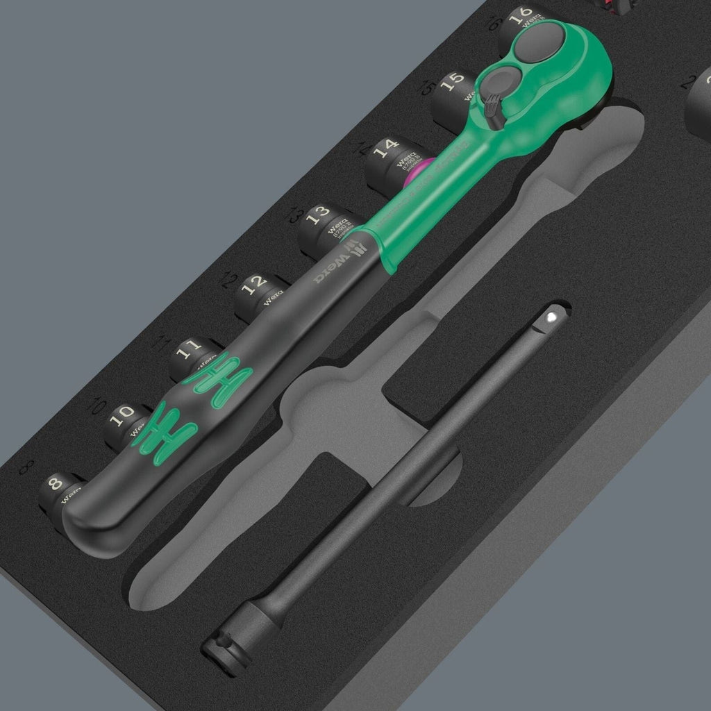 Wera 9724 Foam Insert 8010 B Zyklop Comfort Ratchet Set 1, 3/8", 16-Pieces