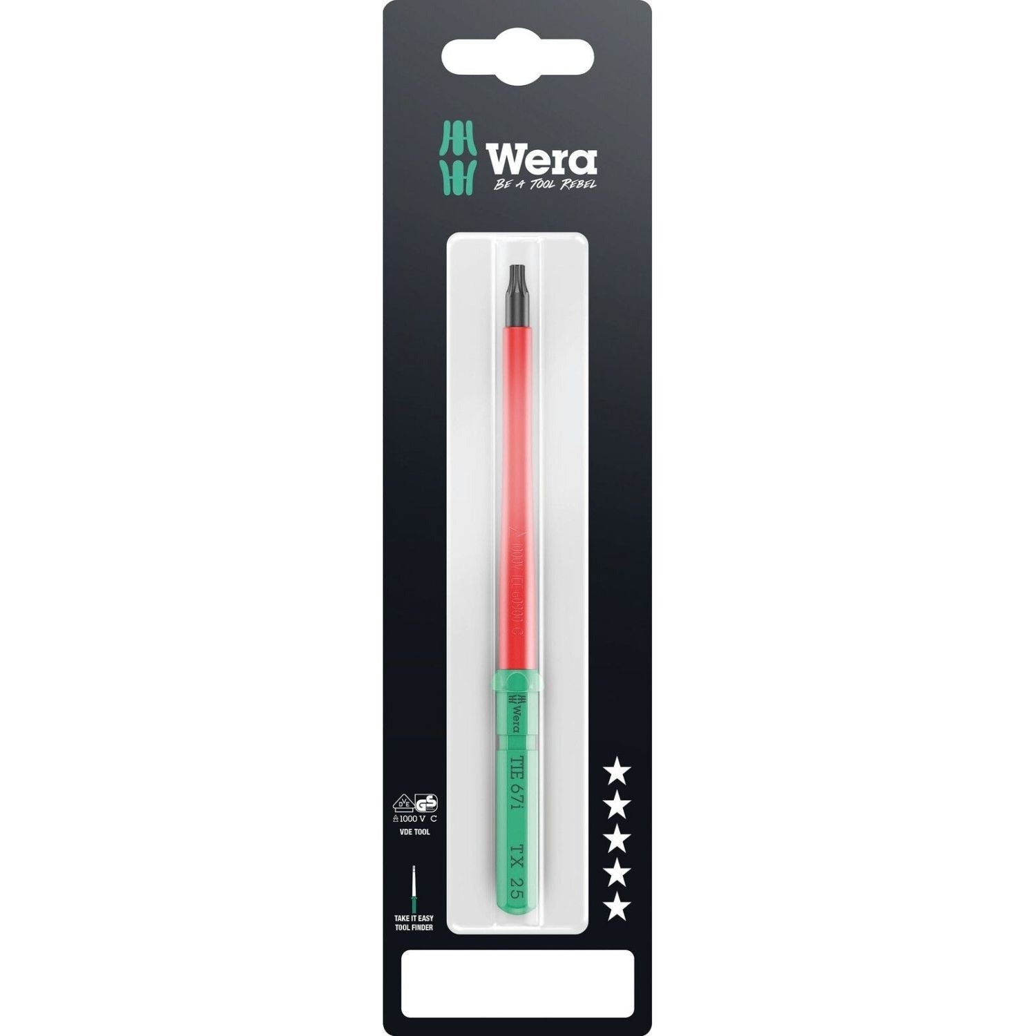 Wera Kraftform Kompakt VDE 67 I Torx Take It Easy SB, Torx 25x157-mm.