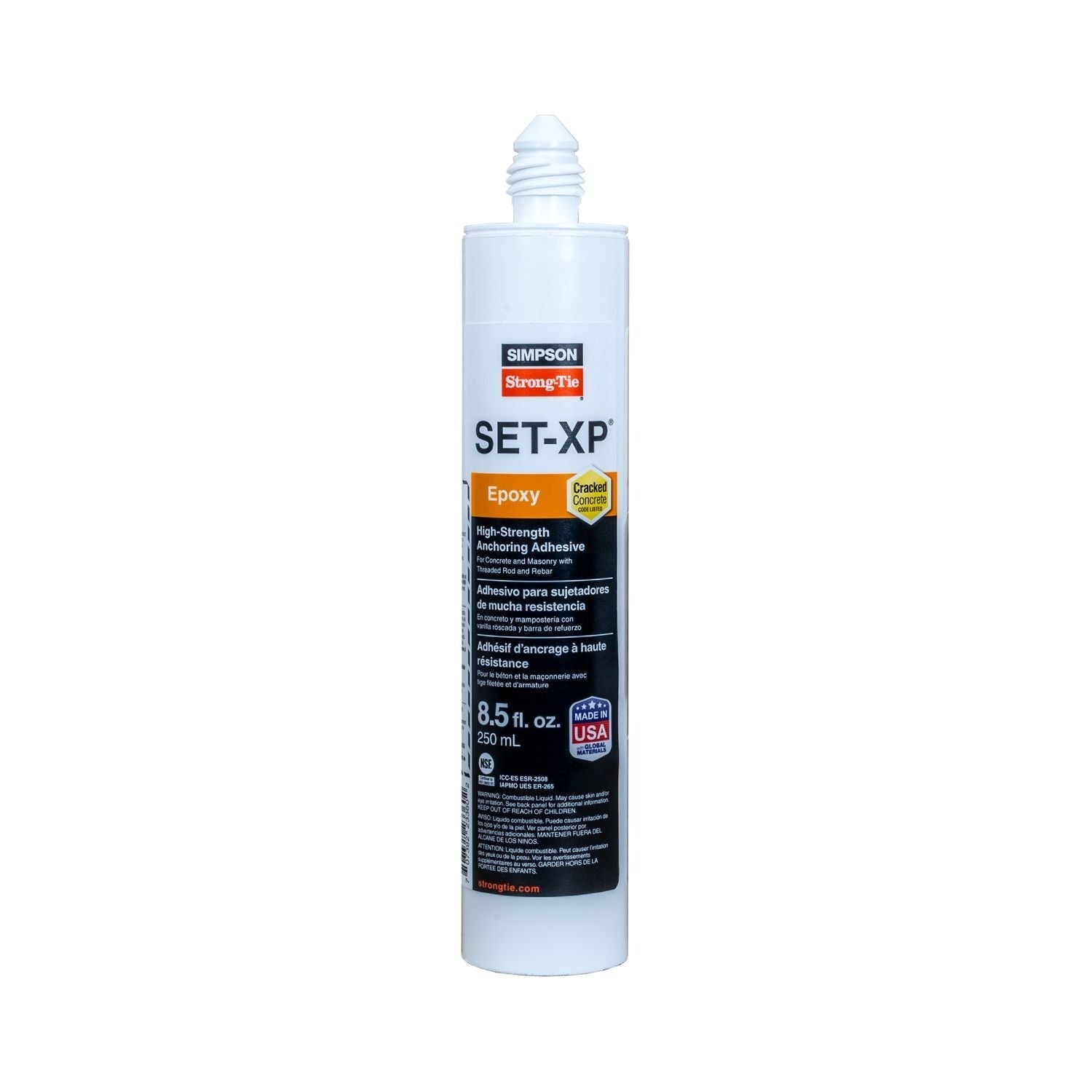 Simpson Strong-Tie SET-XP10 SET-XP 8.5-oz. High-Strength Epoxy Adhesive Cartridge w/ 1 Nozzle and Extension