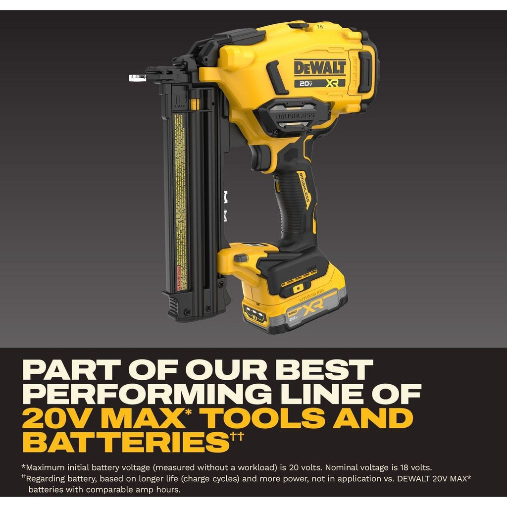 DeWALT DCN210E1 20V MAX XR 18Ga Brad Nailer Powerstack 1.7Ah Kit