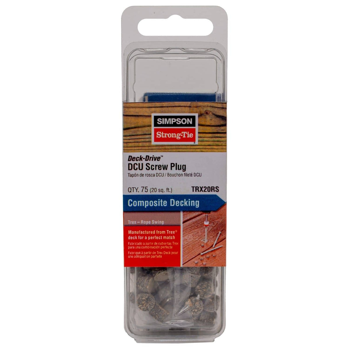 Simpson Strong-Tie TRX20RS Deck-Drive DCU Screw Plug, Trex Rope Swing, 75-Pack