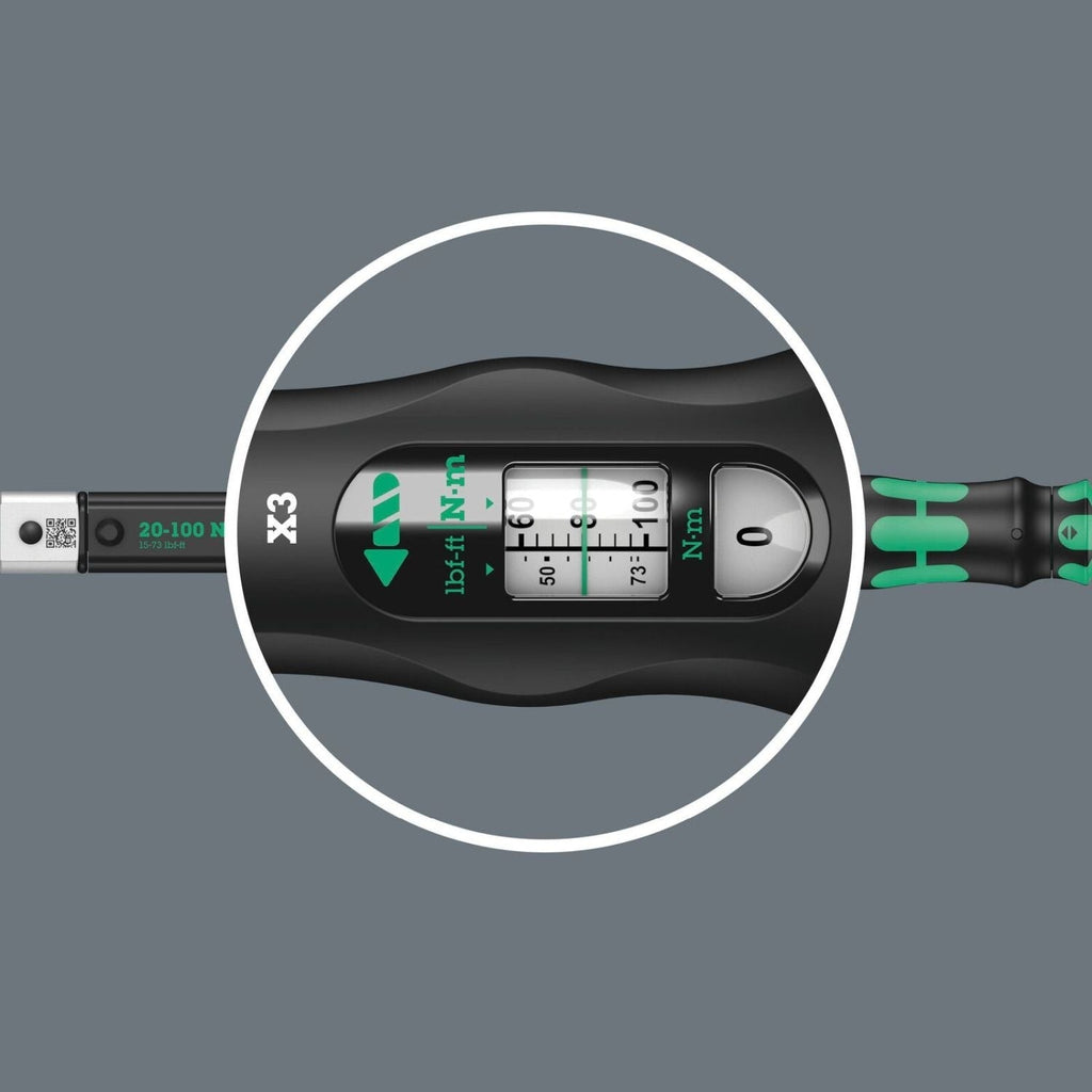 Wera Click-Torquex3 Torque Wrench For Insert Tools, 20-100 Nm, 9X12x20-100 Nm