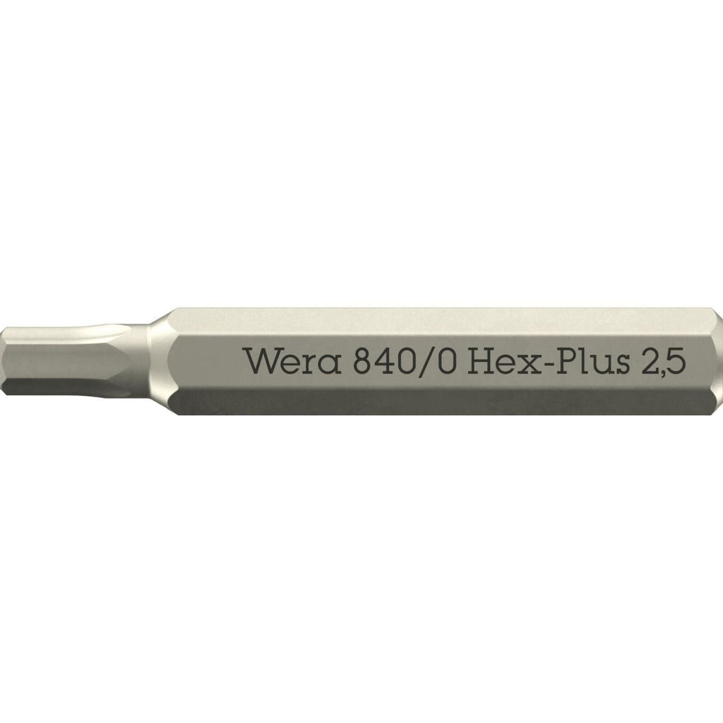 Wera 840/0 Hex-Plus Micro Bit For Hexagonal Socket Head Screws, 2.5x30-mm.