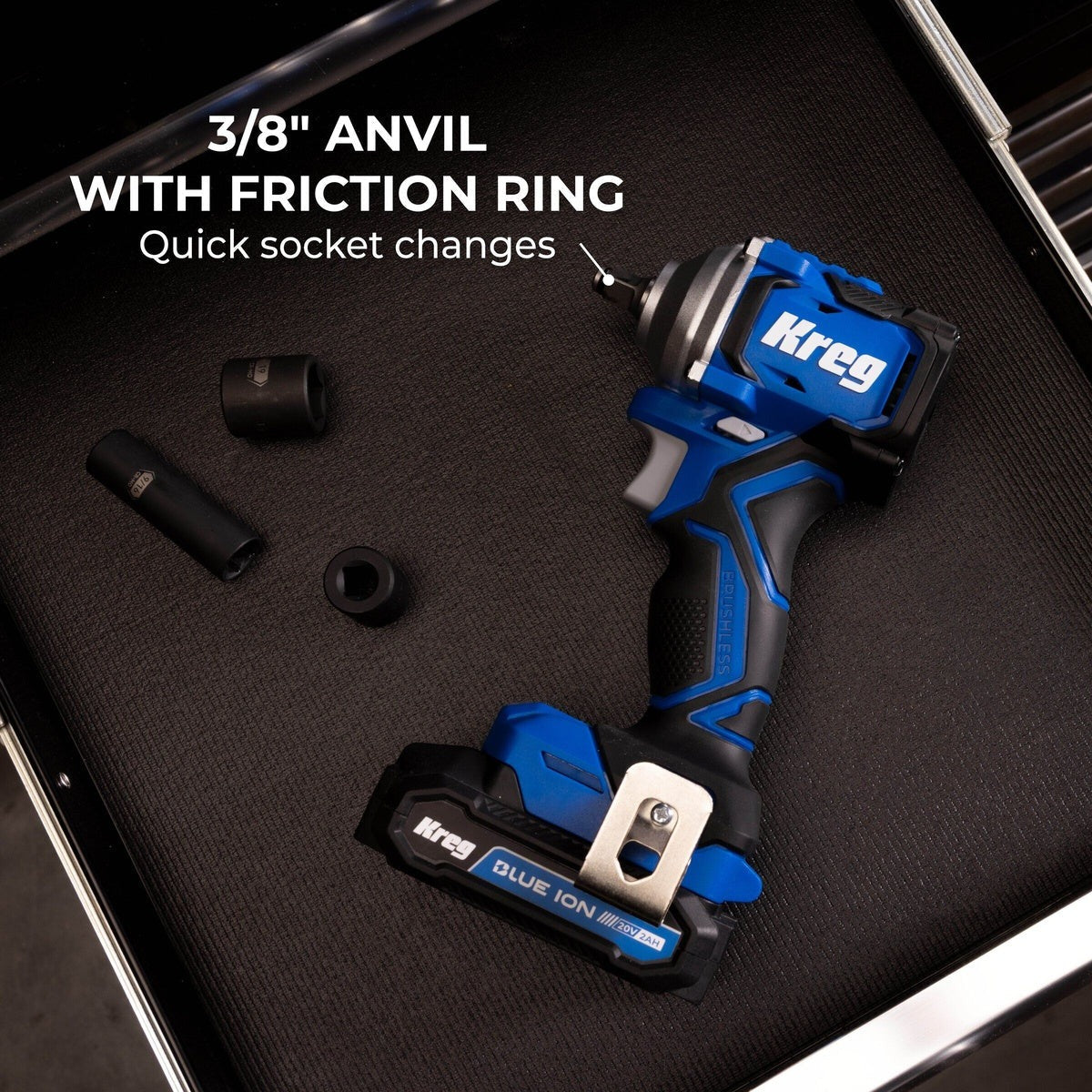 Kreg 20V Ionic Drive 3/8-in. Cordless Compact Impact Wrench, Tool Only (KPTCWR375B)