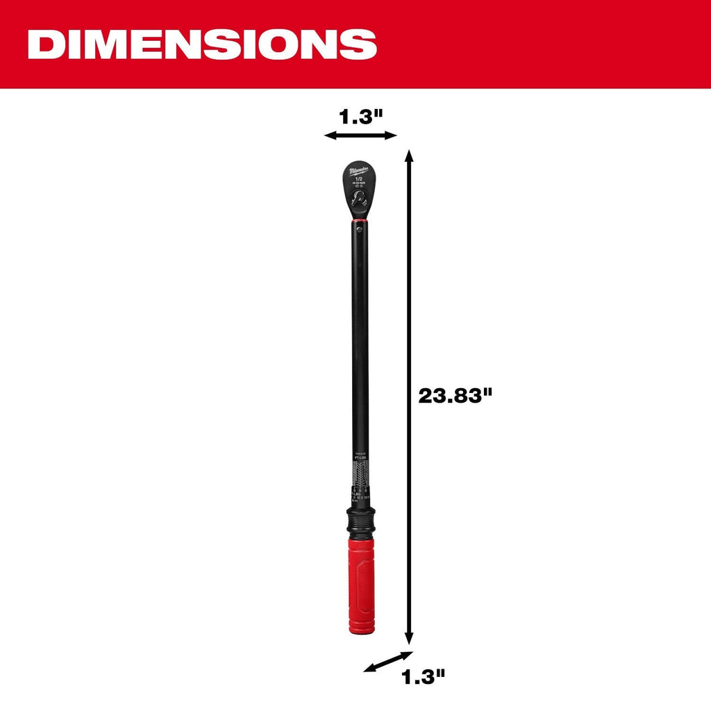 Milwaukee 48-22-9203 1/2-in. Drive Click Torque Wrench, 50-250 ft·lb