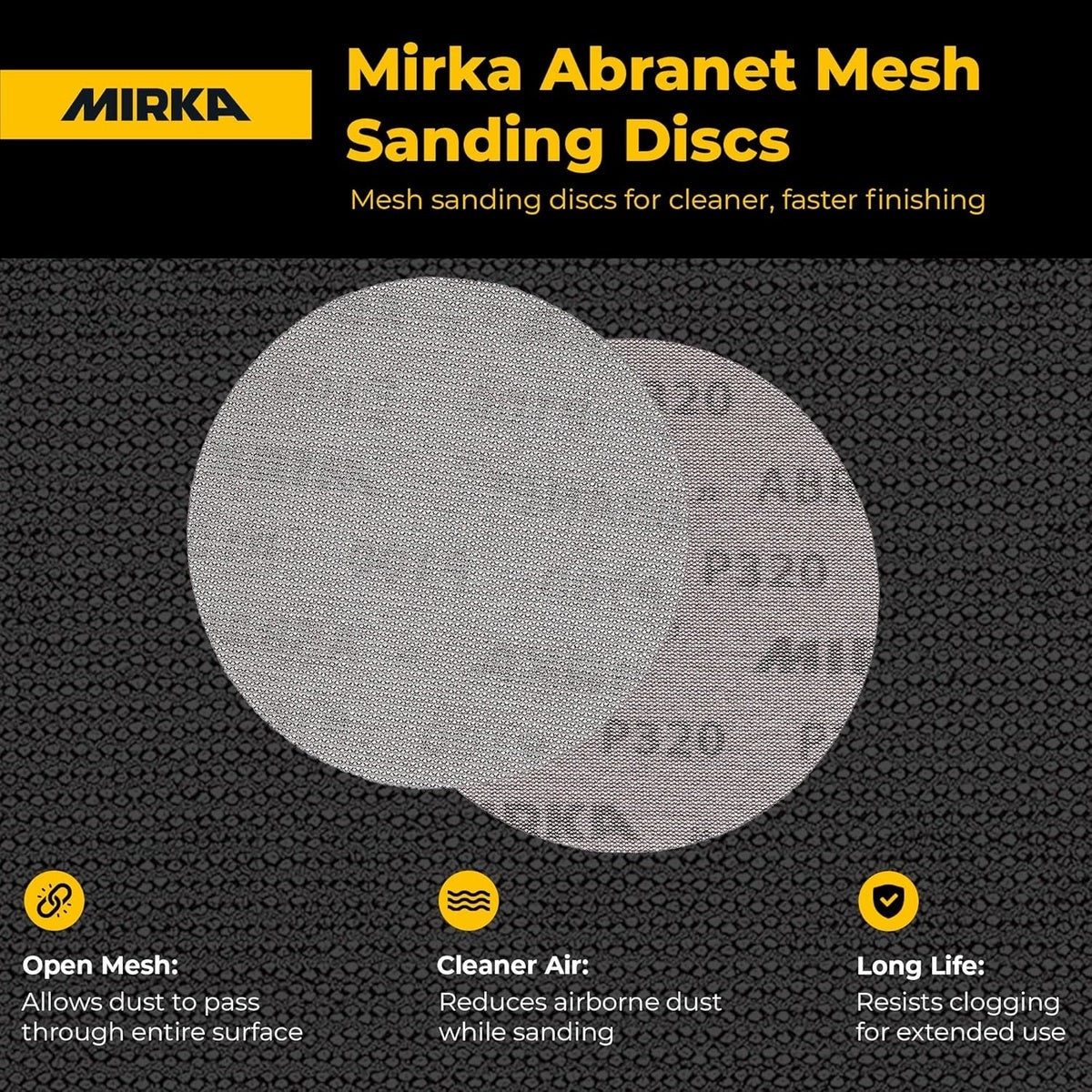 Mirka Abranet 6-in. 180 Grit Hook and Loop Mesh Sanding Discs, 50-Pack (9A-241-180)