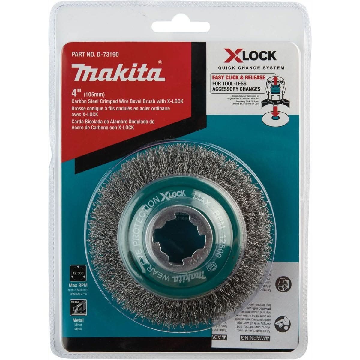 Makita D-73190 X-LOCK 4" Carbon Steel Crimped Wire Bevel Brush
