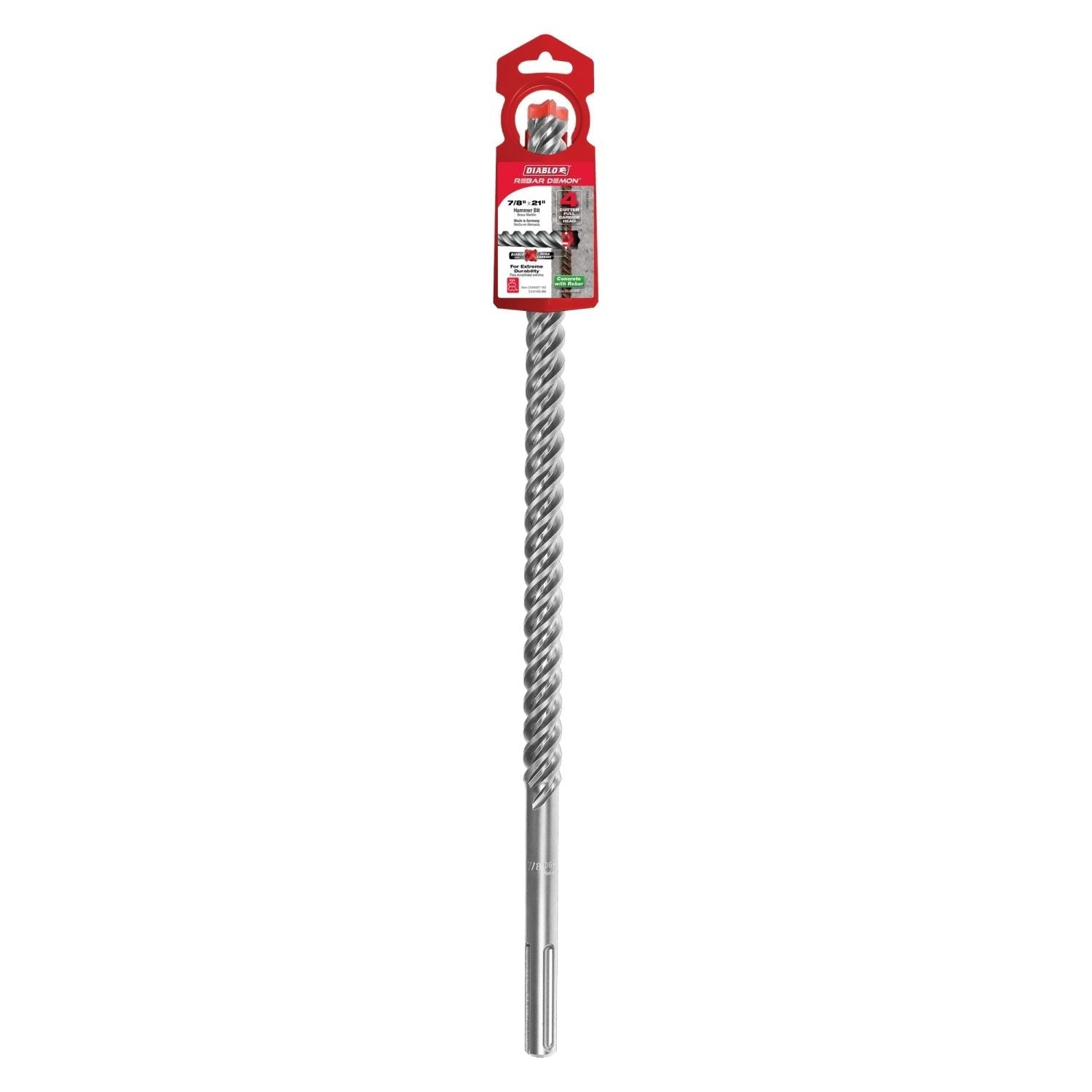 Diablo DMAMX1180 7/8-in. x 16-in. x 21-in. Rebar Demon SDS-Max 4-Cutter Full Carbide Head Hammer Drill Bit
